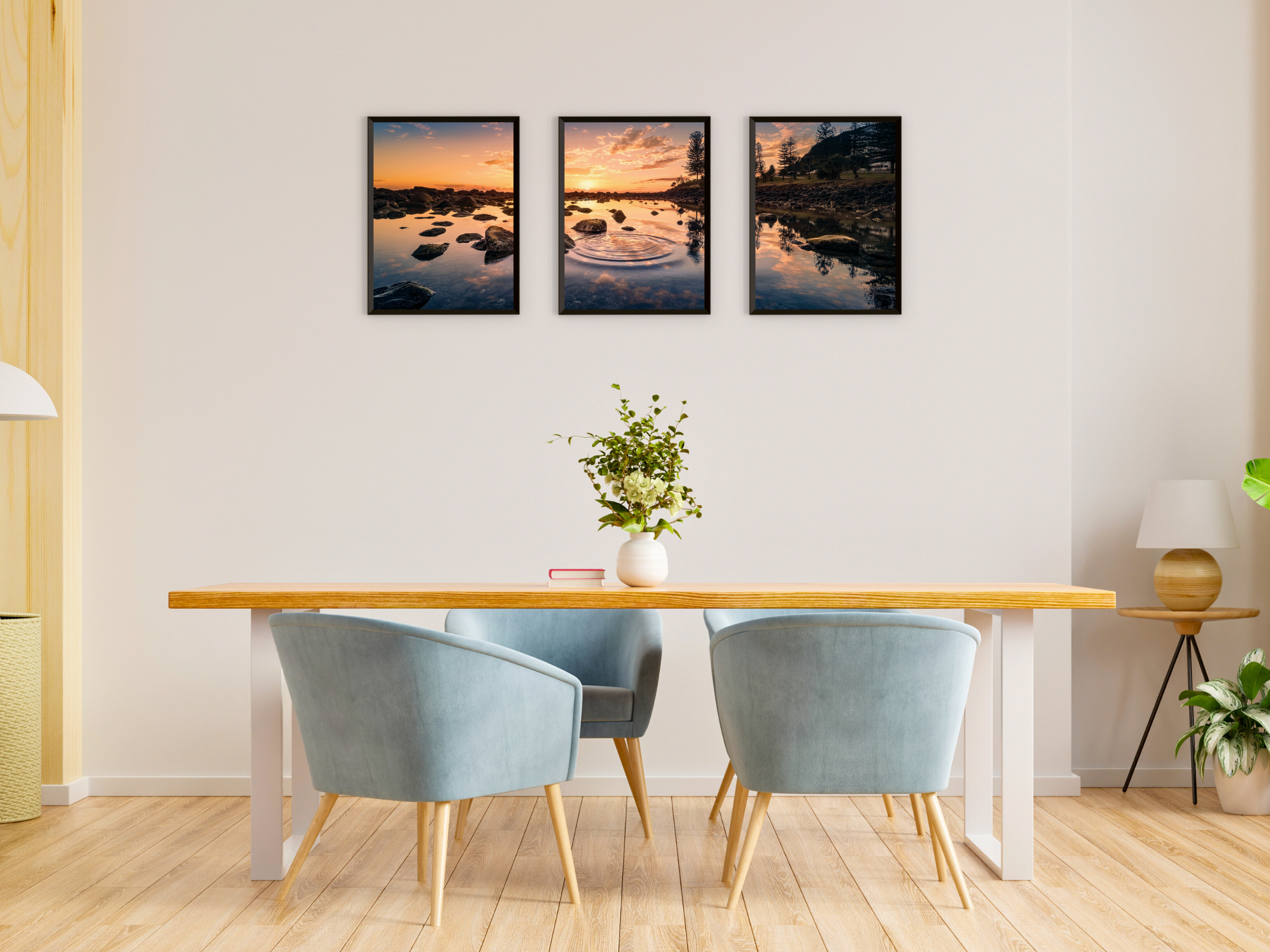 Sunset at the Water - Triptych Photography