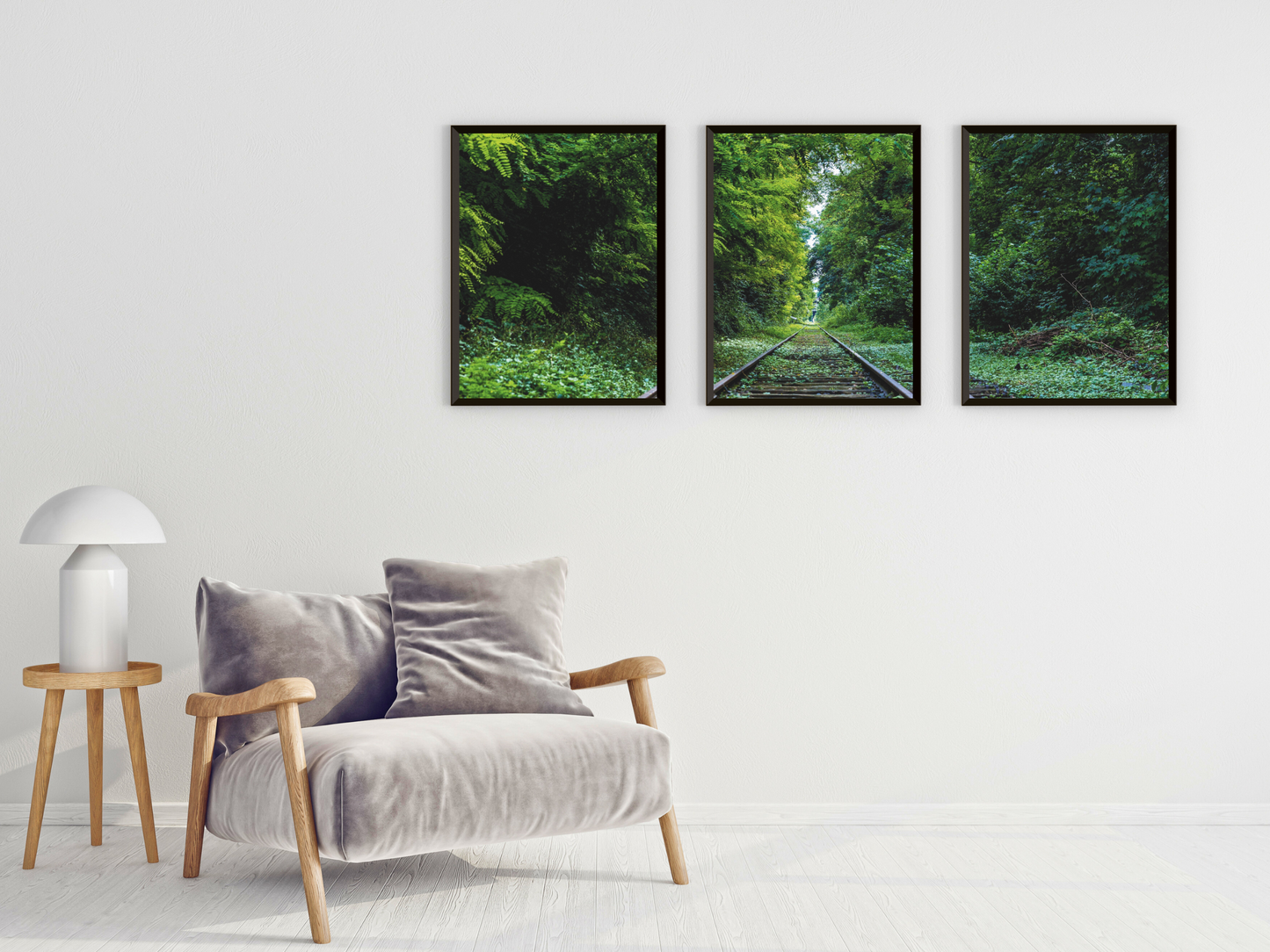 mit dem Zug durch den Wald-Triptychon-Fotografie