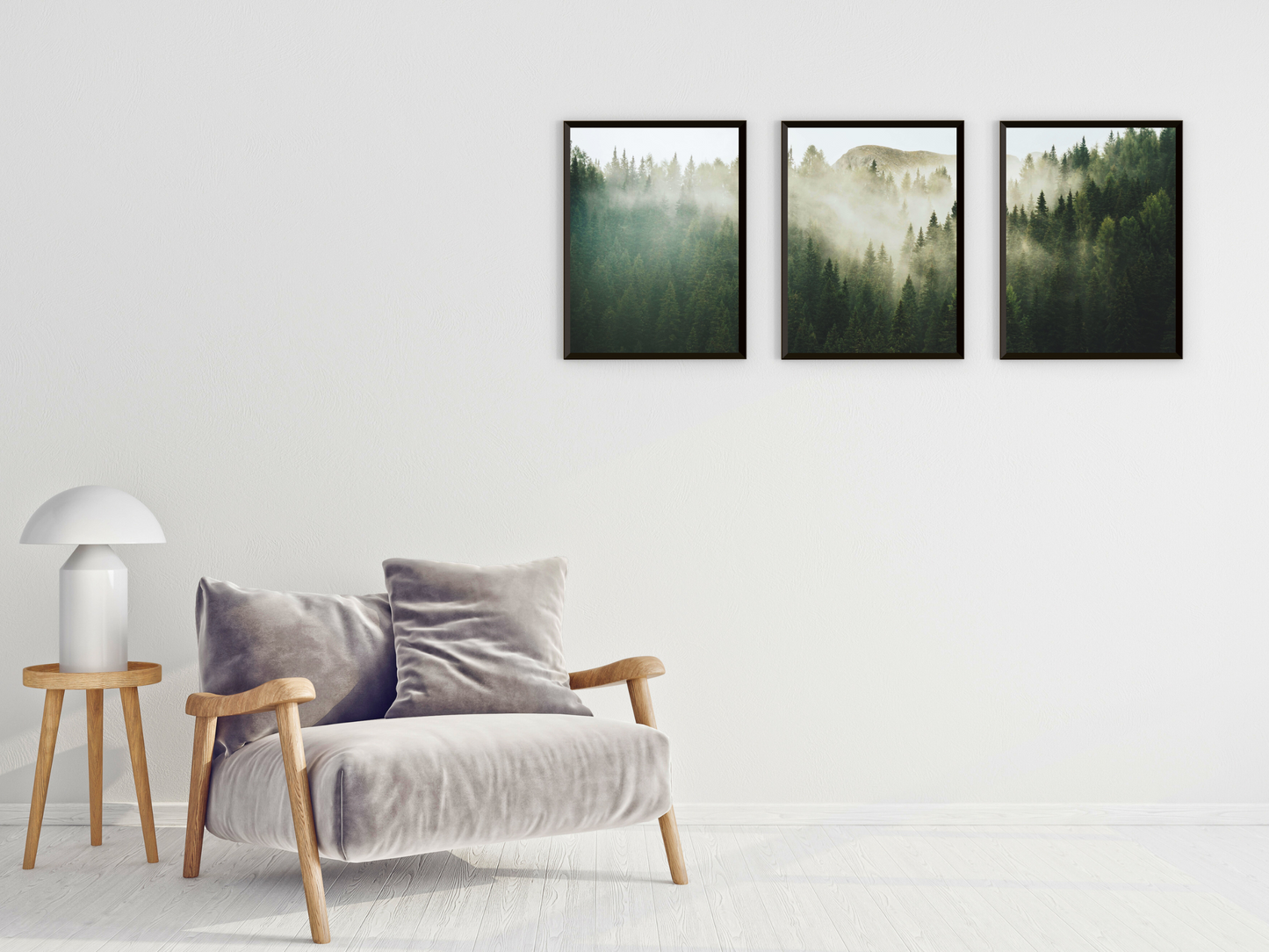 Wald im Nebel-Triptychon-Fotografie