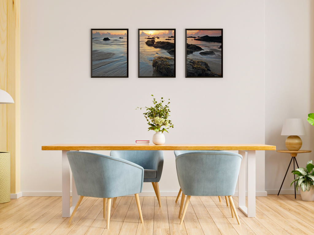 Evening Beach Triptych Photography