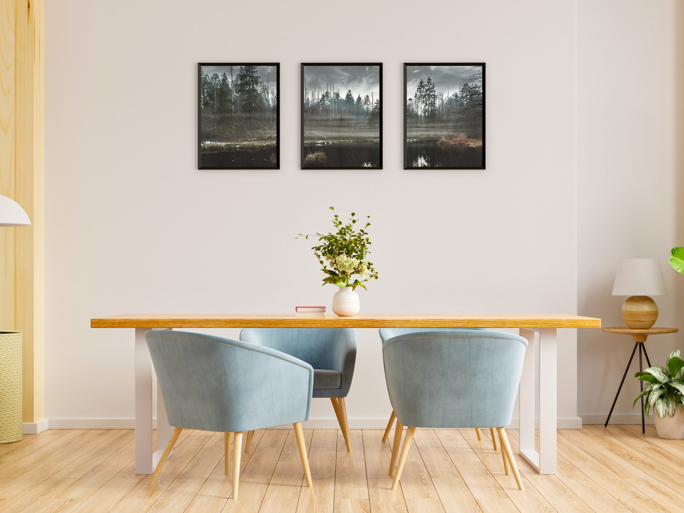 Mist over Forest Moor Triptych Photography