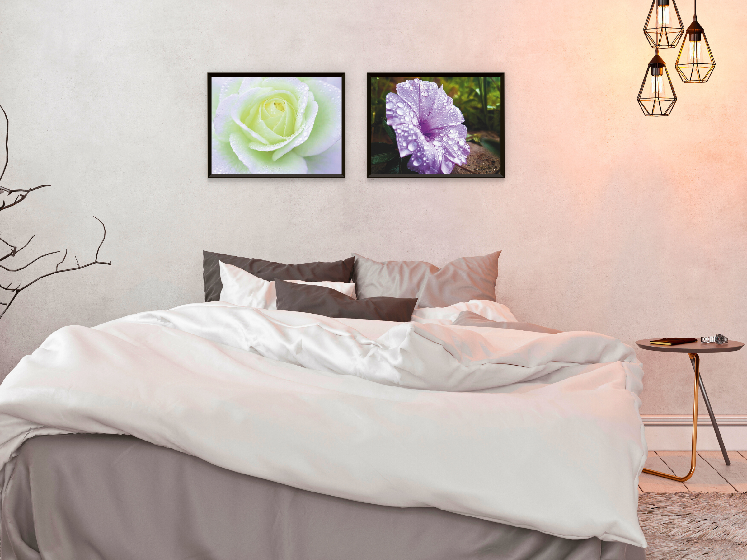 Gouttes d'eau sur les fleurs