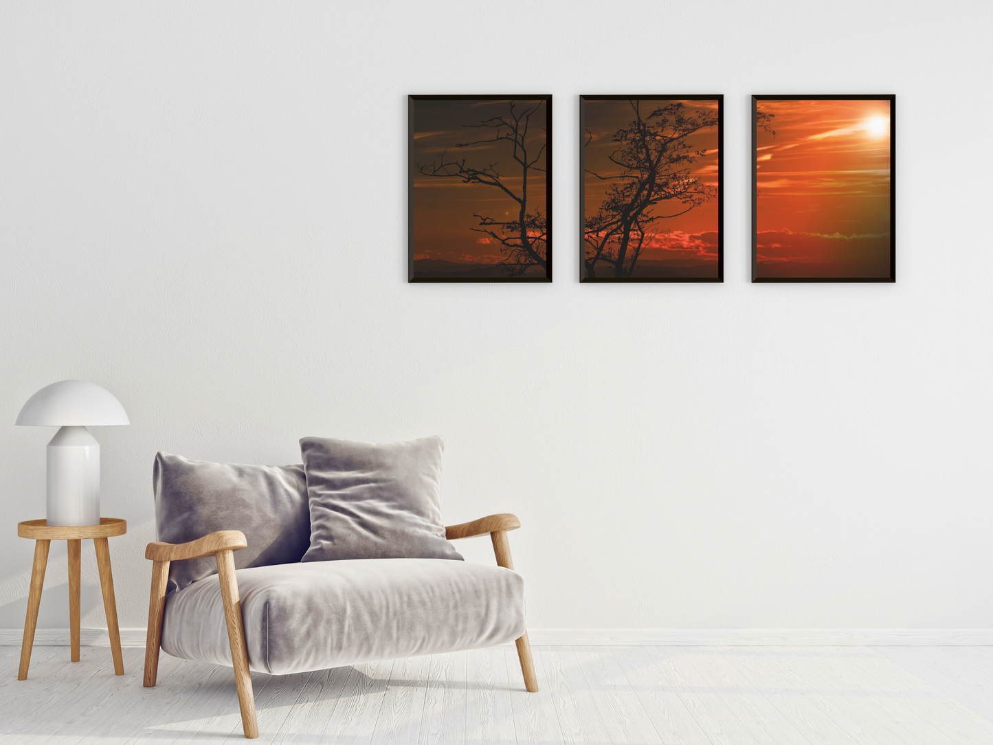 Sonne am Himmel-Triptychon-Fotografie