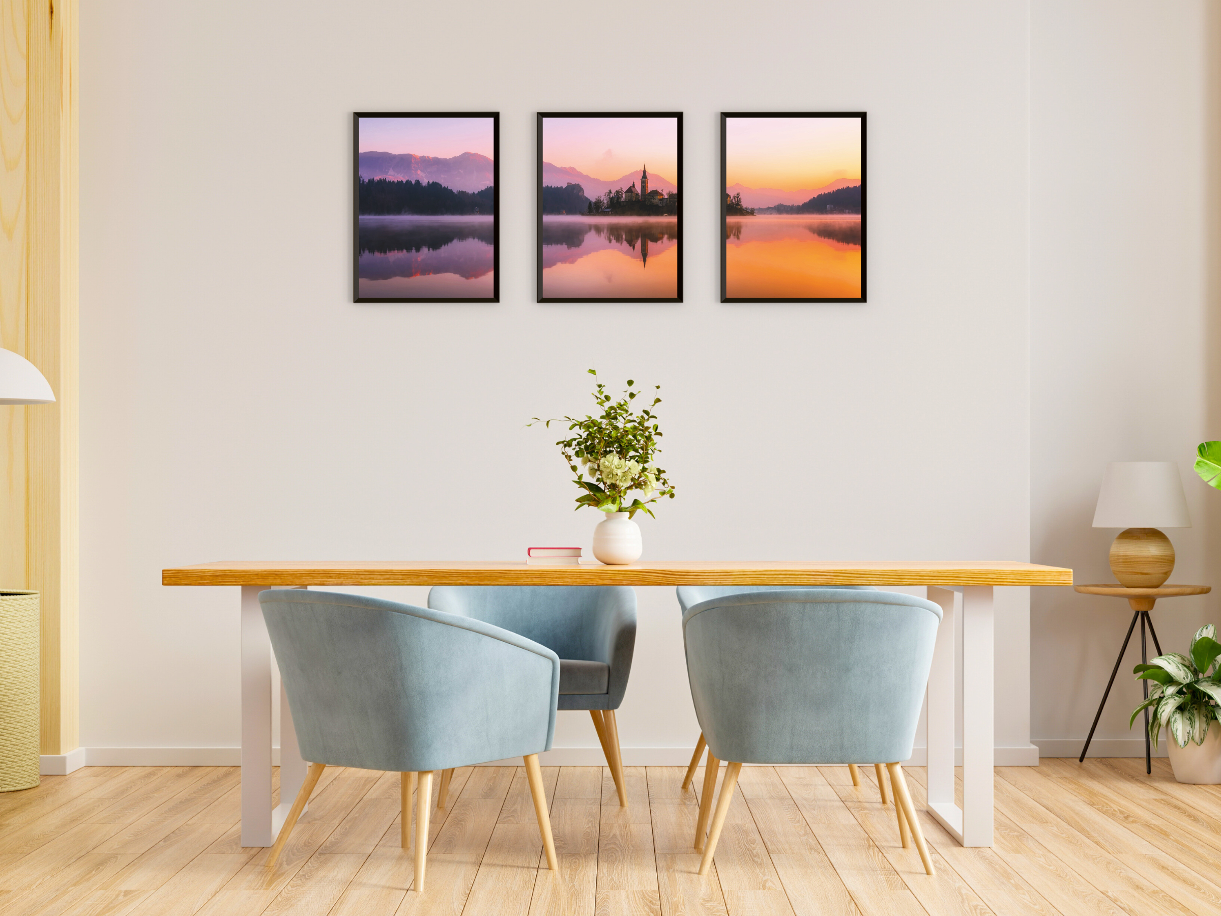 Village by the Lake Triptych Photography