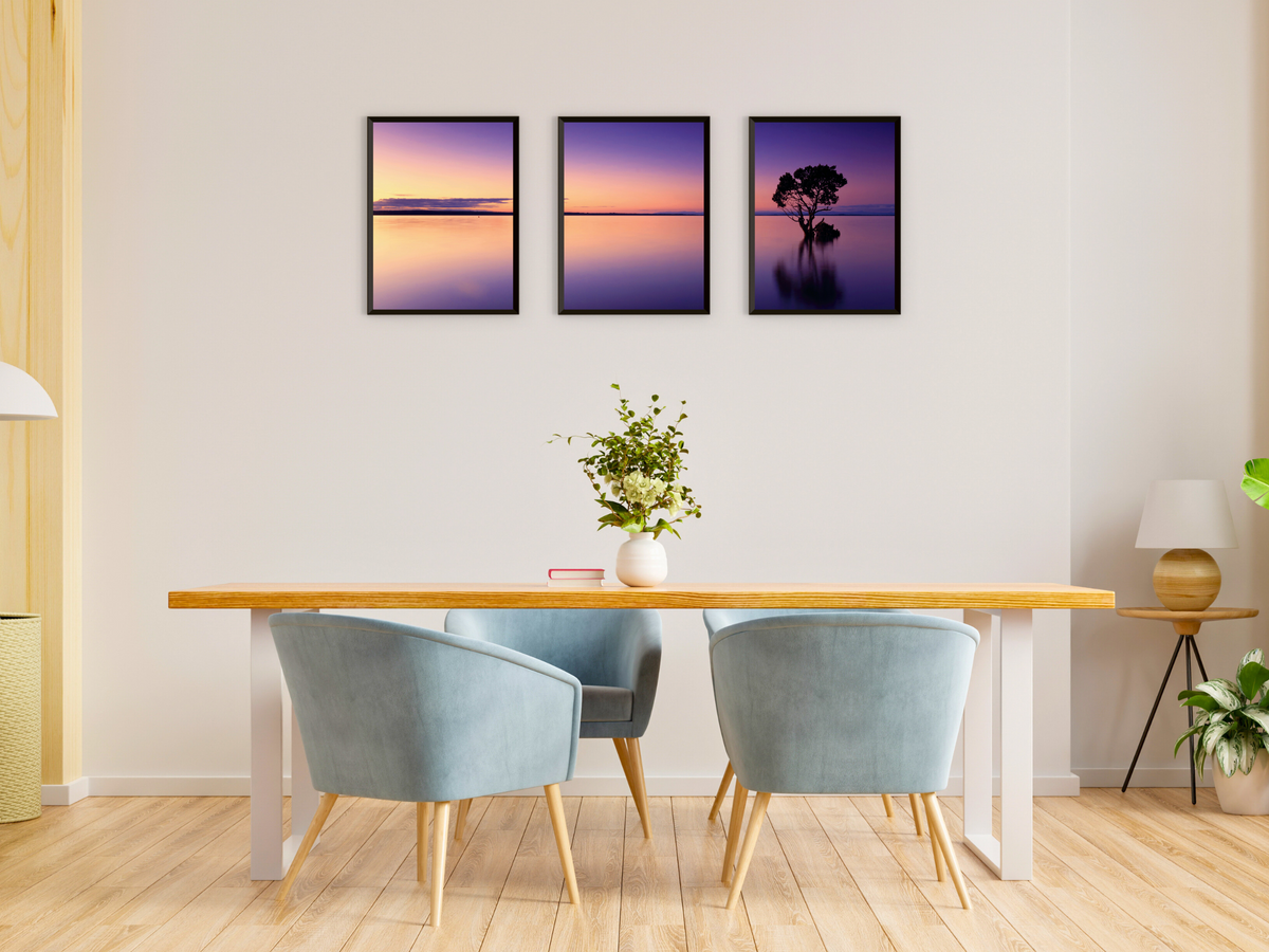 Baum im See-Triptychon-Fotografie