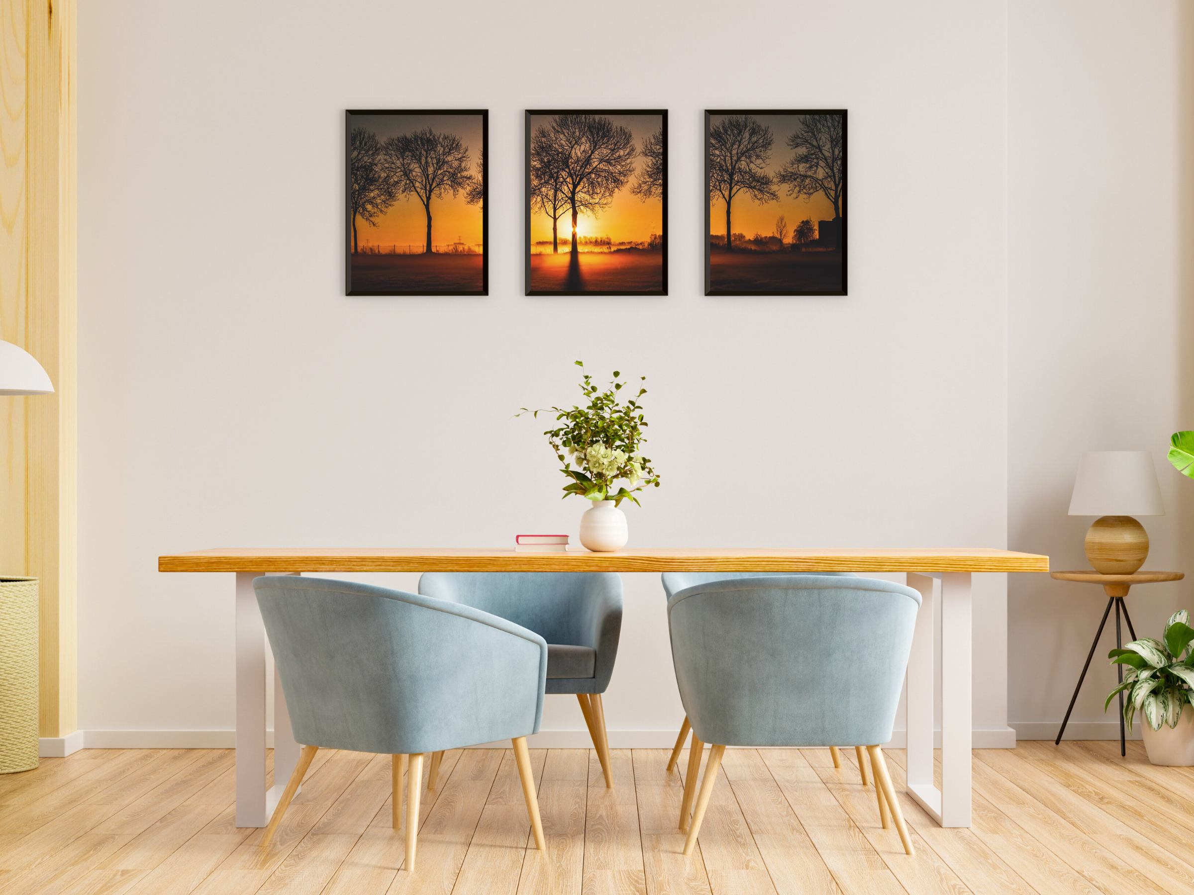 Morgenröte überm Feld-Triptychon-Fotografie