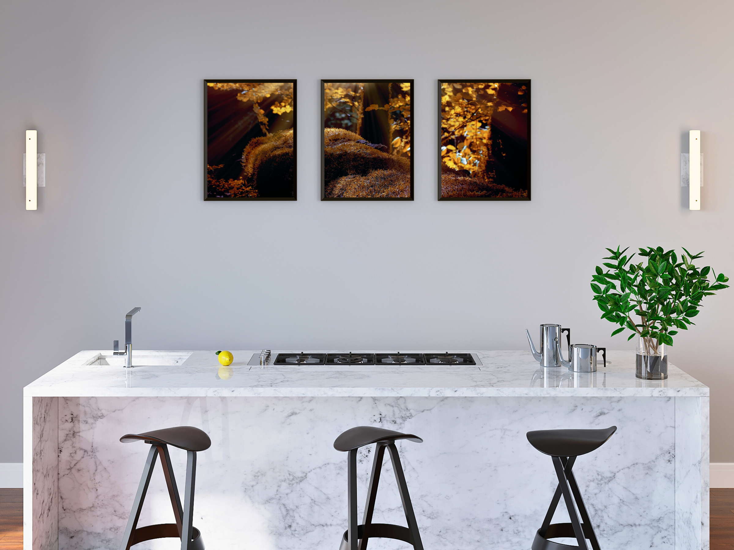 Forest Moss Triptych Photography