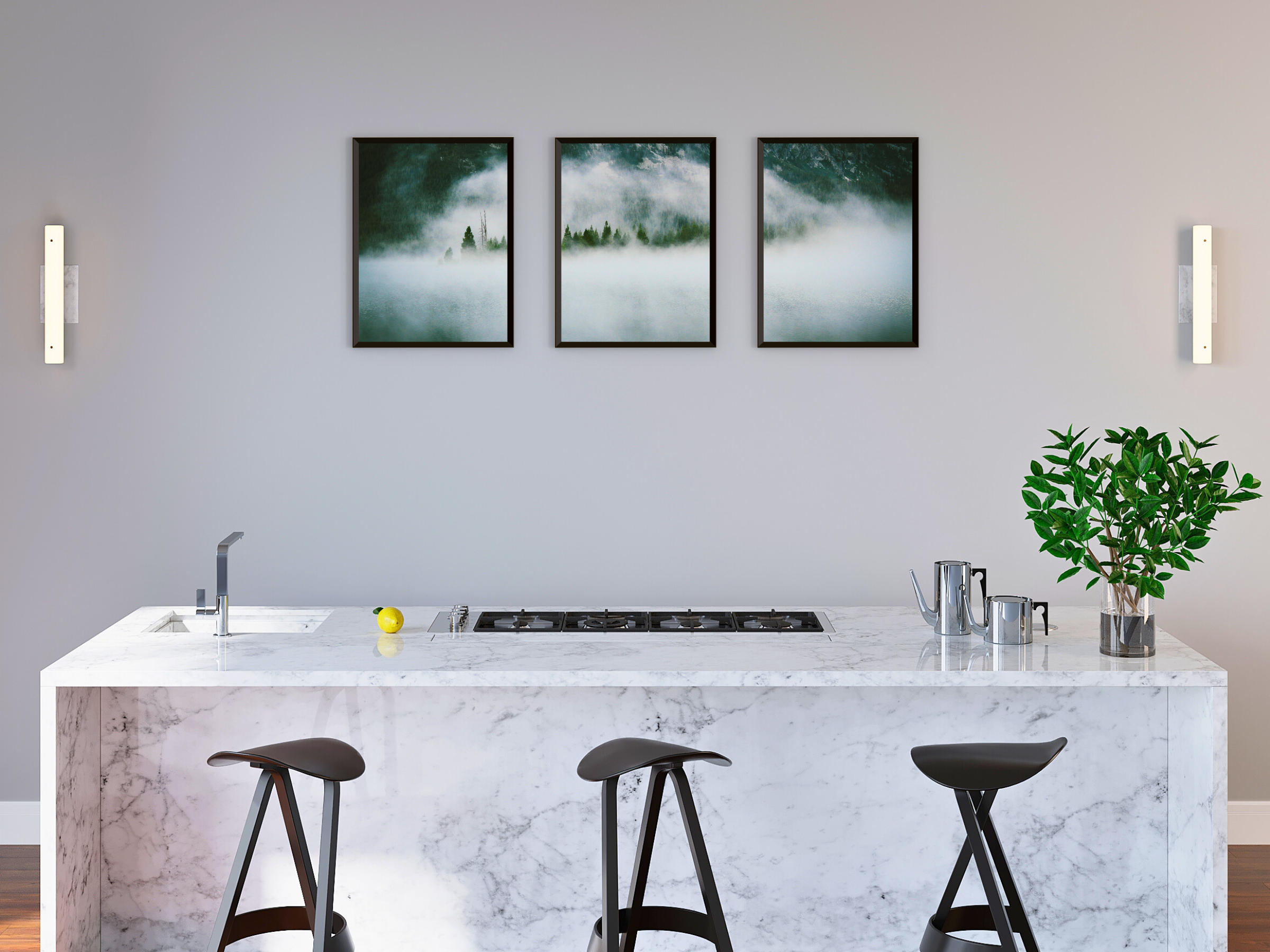 Nebeldecke-Triptychon-Fotografie