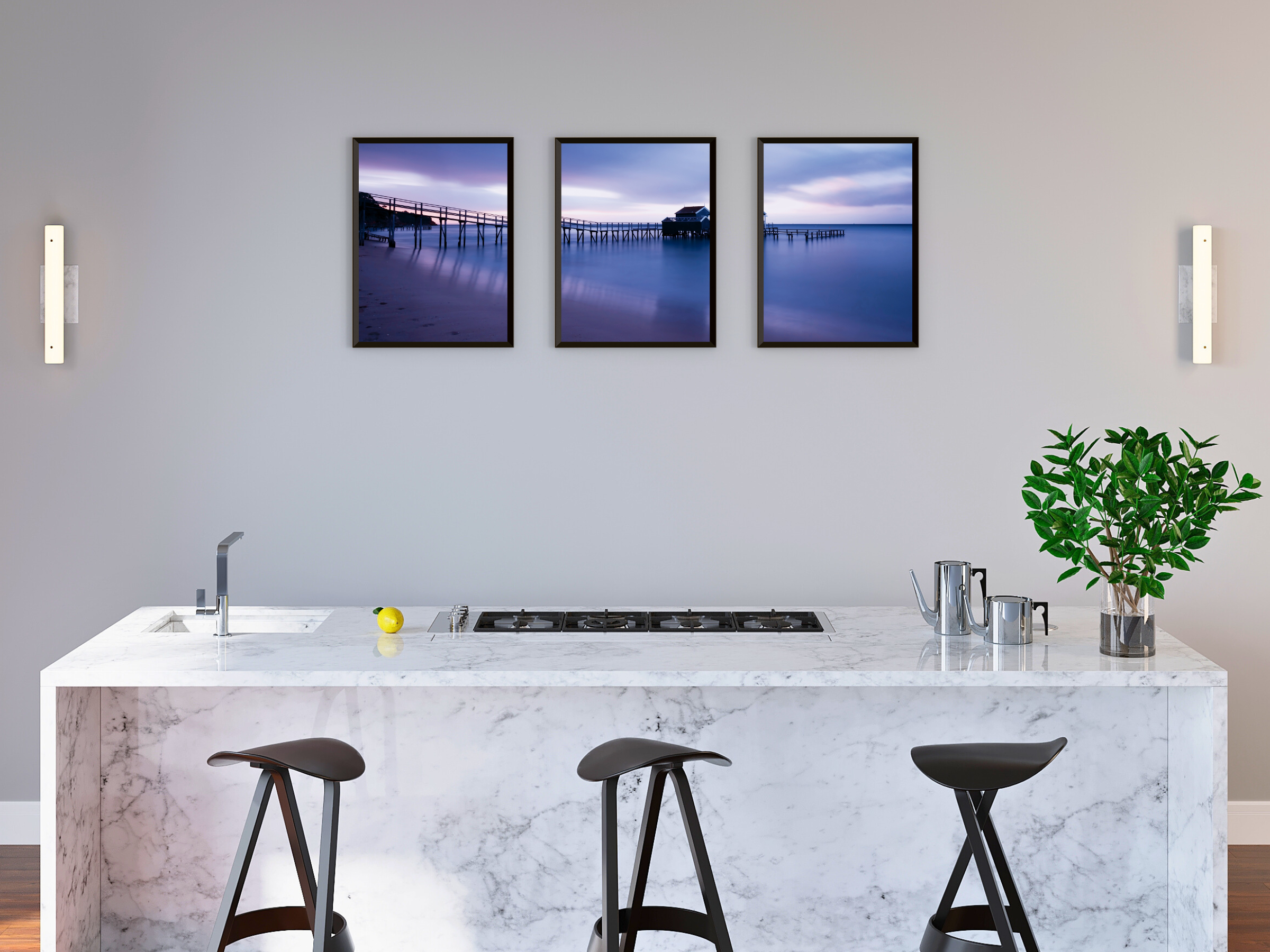 Bridge by the Sea Triptych Photography