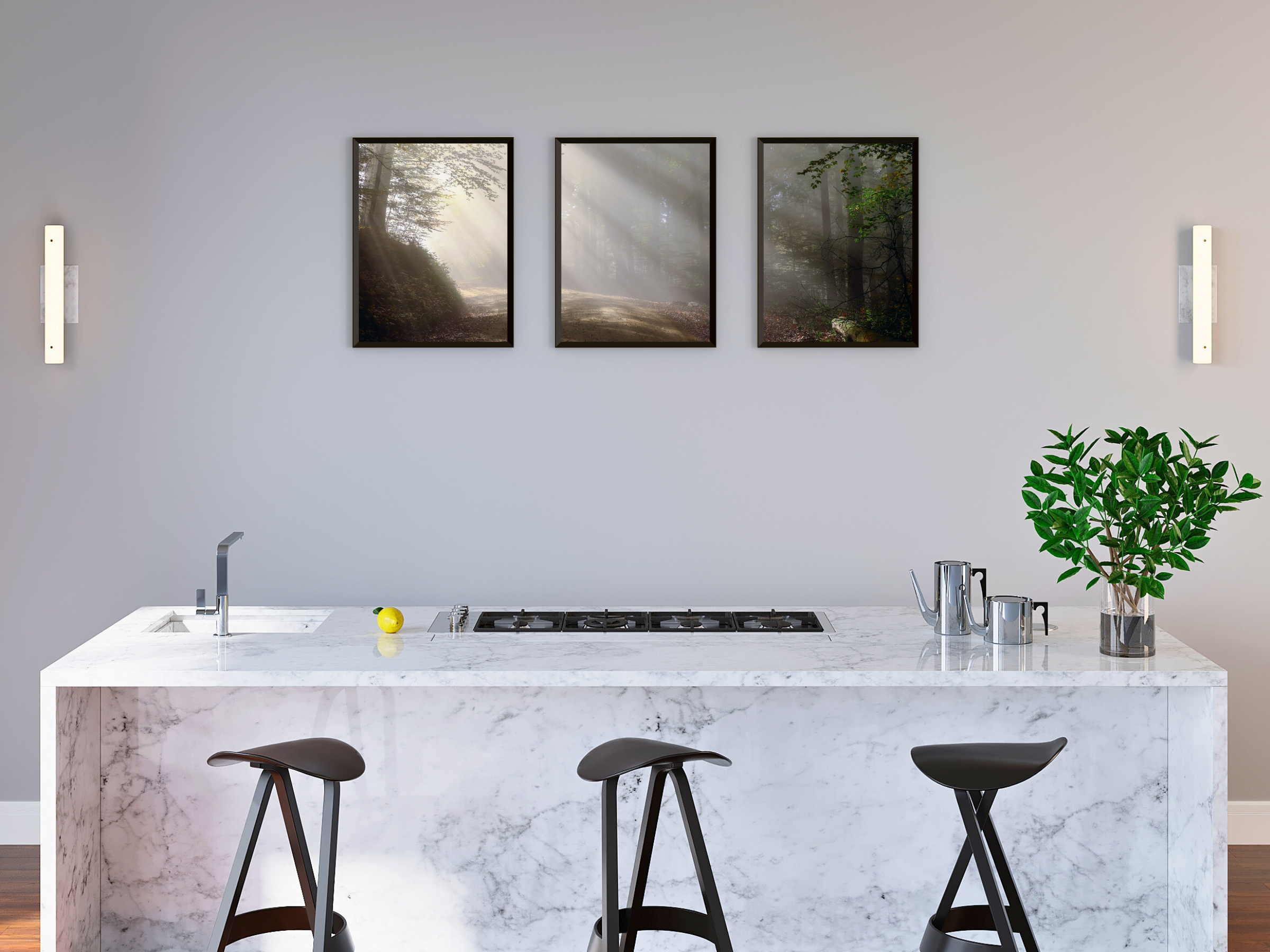Licht im Wald-Triptychon-Fotografie