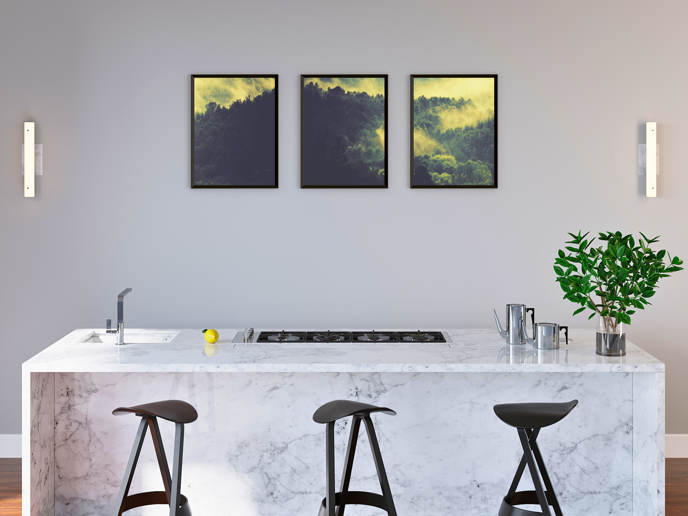 Nebel im Wald-Triptychon-Fotografie