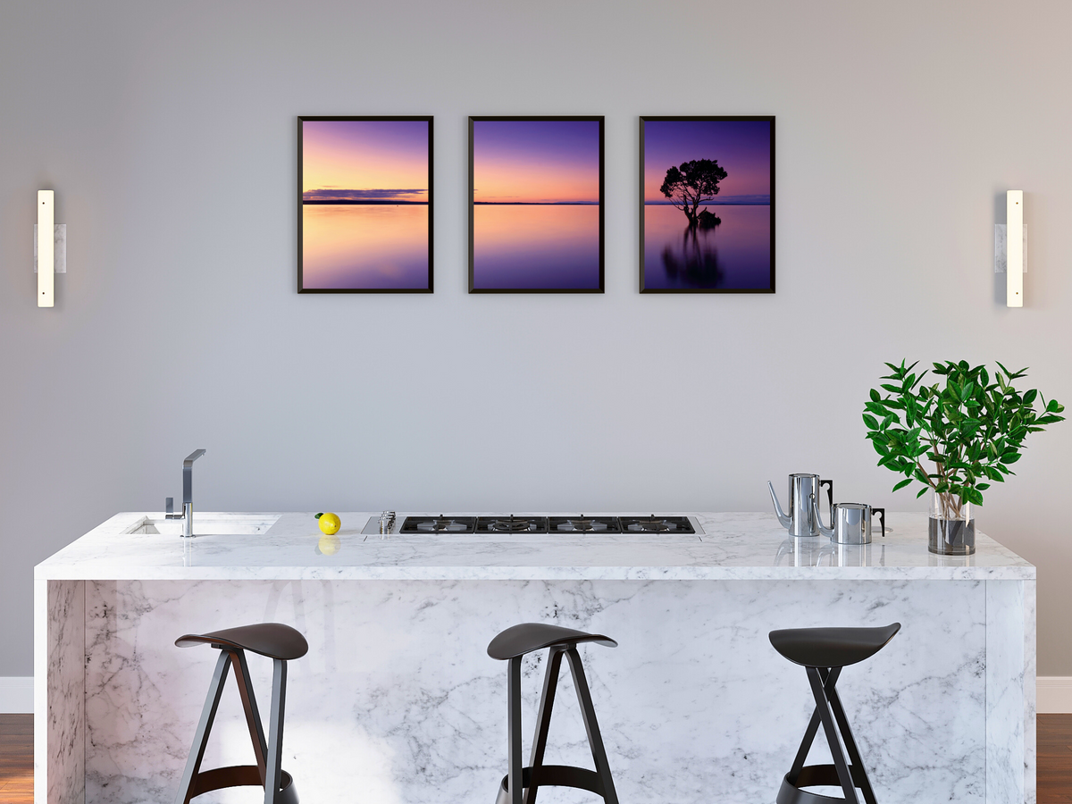 Baum im See-Triptychon-Fotografie