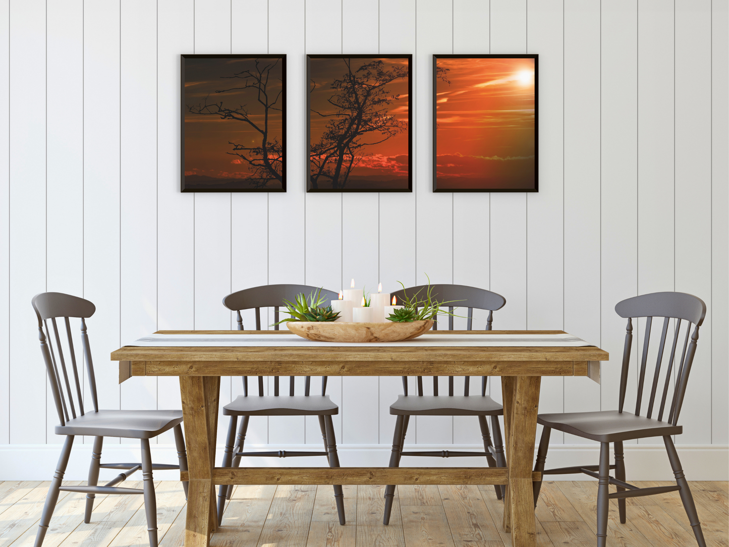 Sonne am Himmel-Triptychon-Fotografie