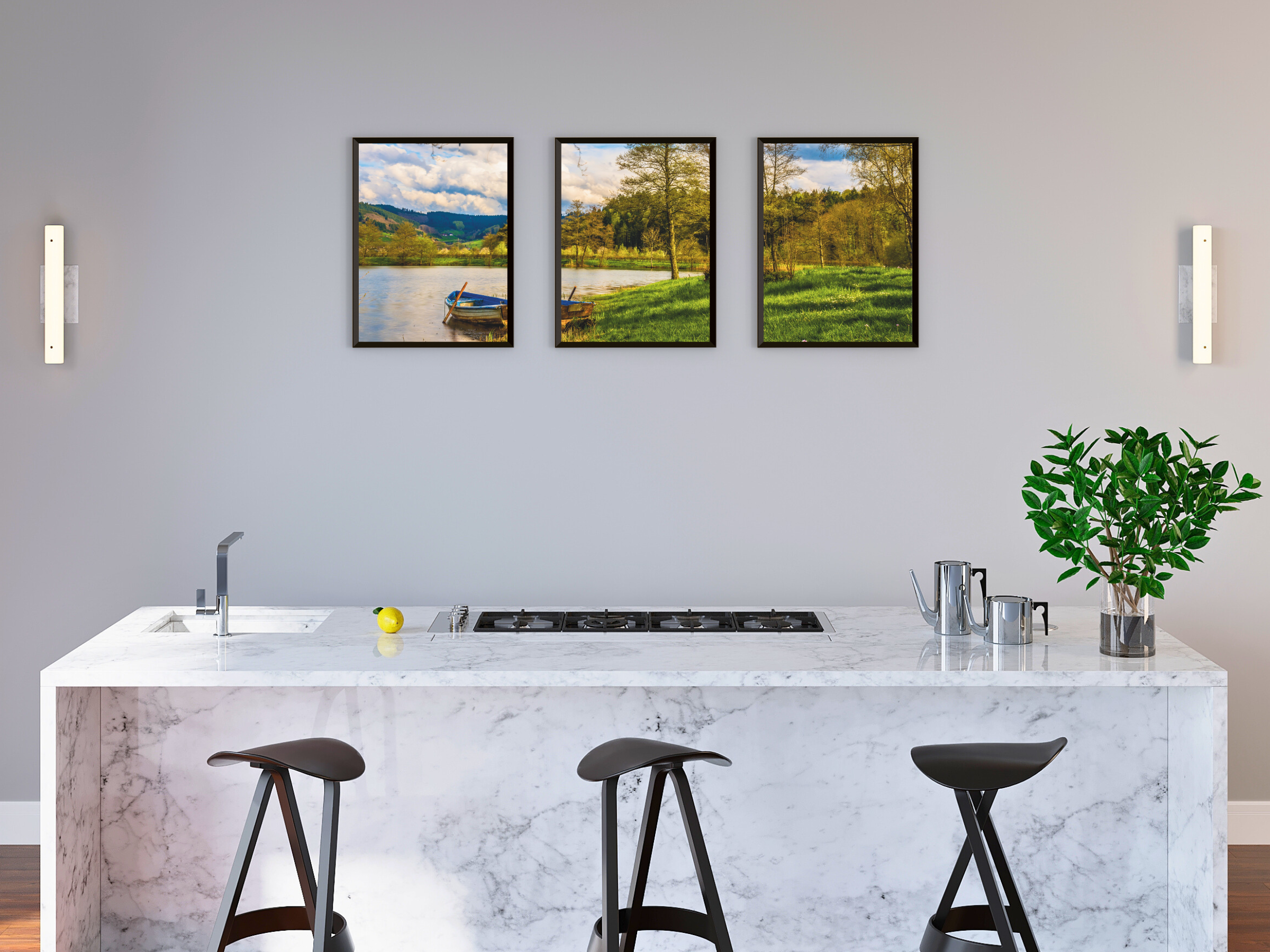 Seaview in Late Summer Triptych Photography