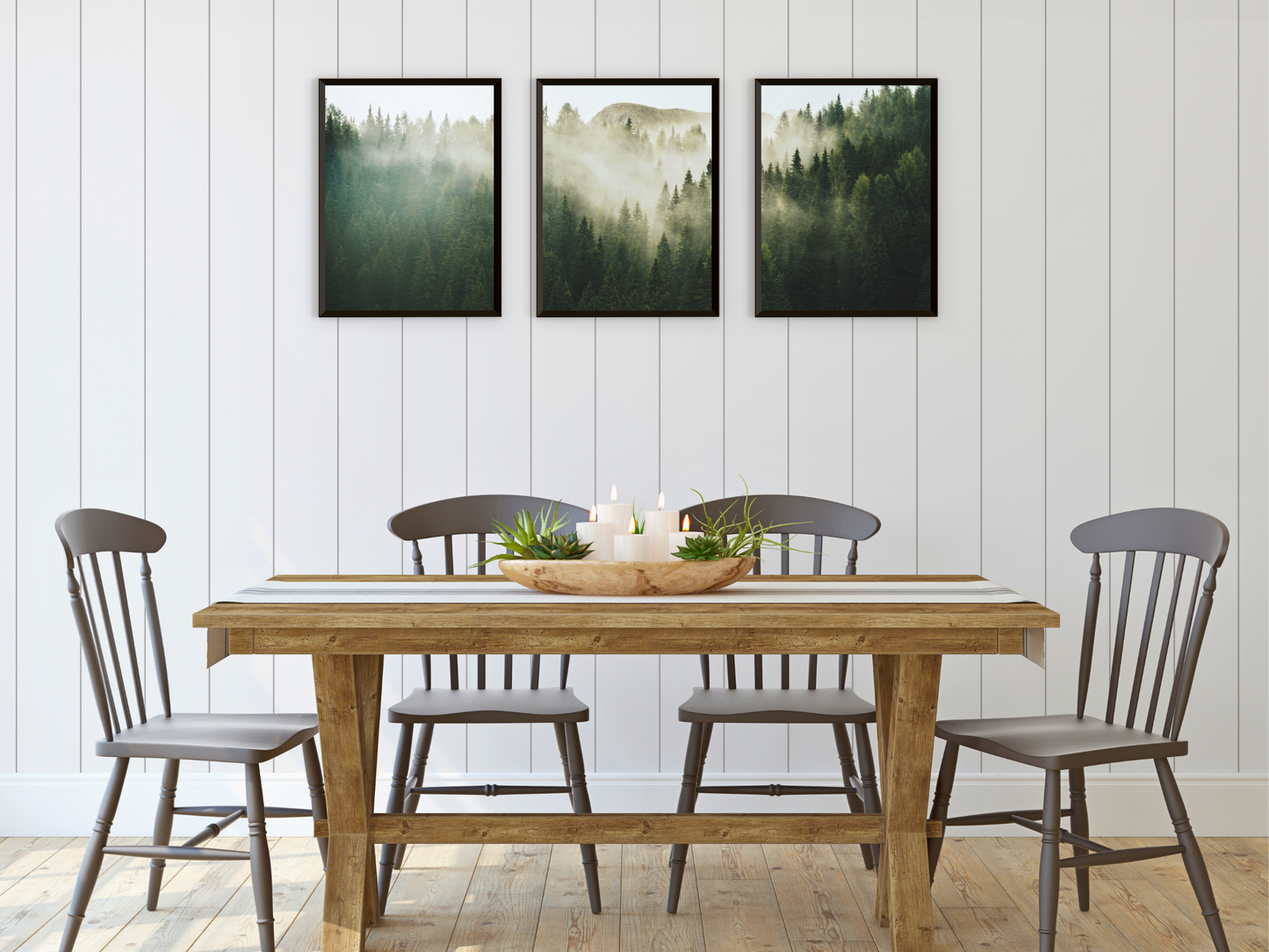 Wald im Nebel-Triptychon-Fotografie