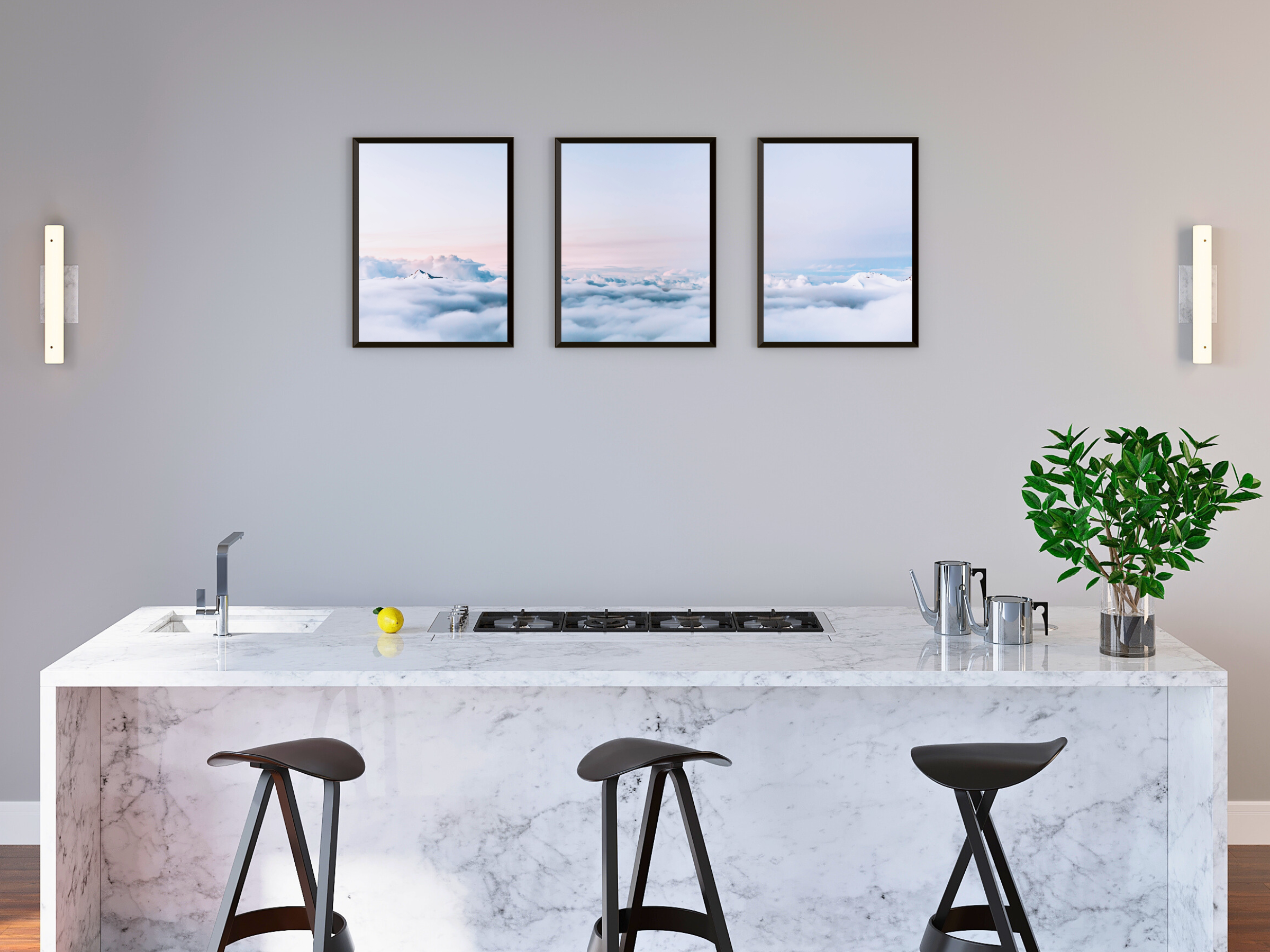 Lavendel-Meereswellen-Tiere-Triptychon-Fotografie (Bundle)