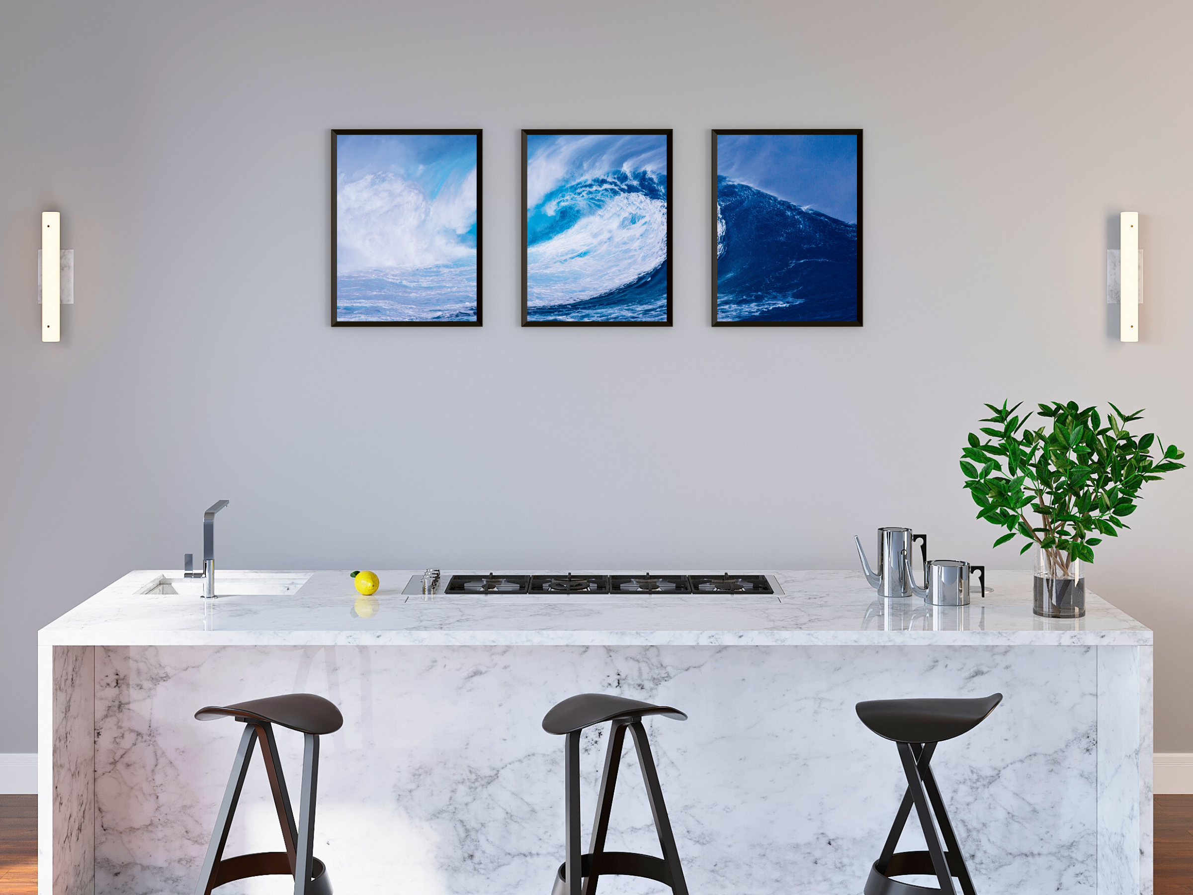 perfekte Welle-Triptychon-Fotografie