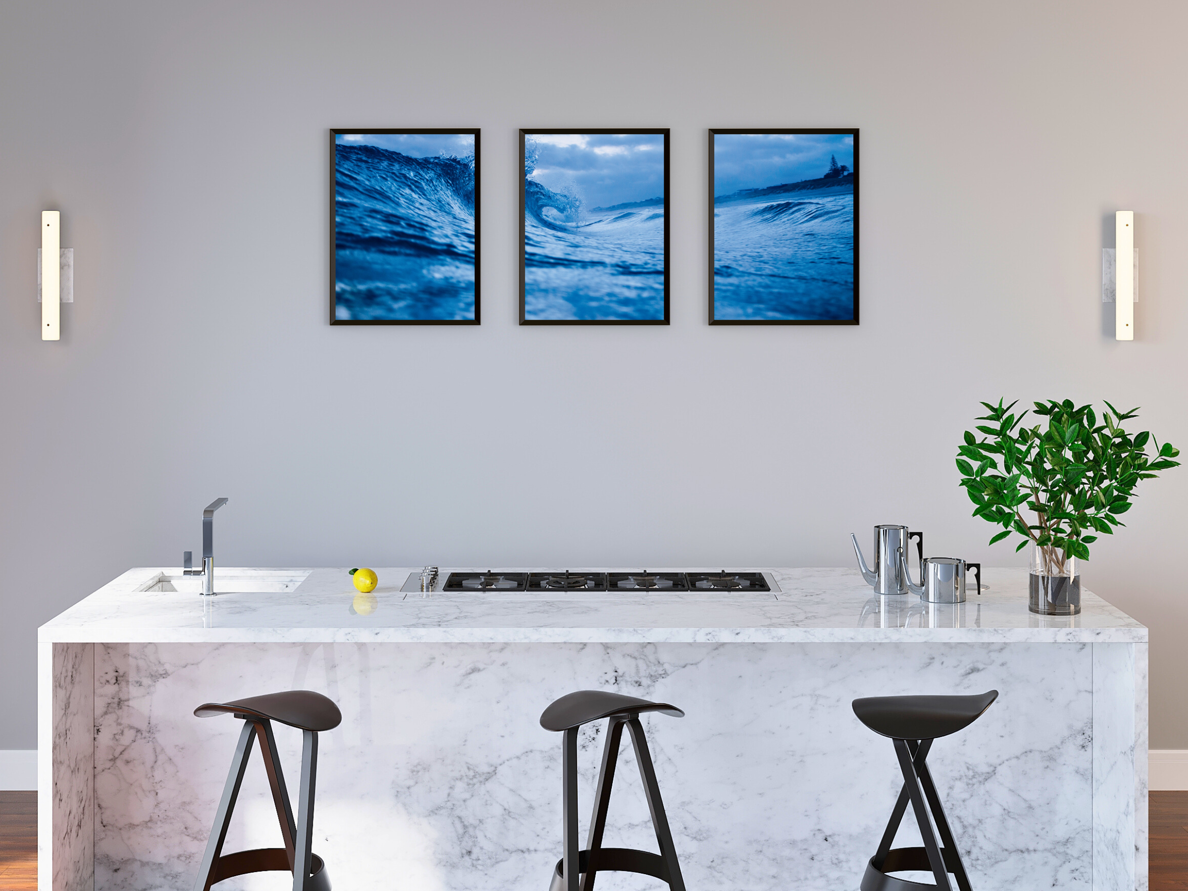 Storm at the Beach - Triptych Photography