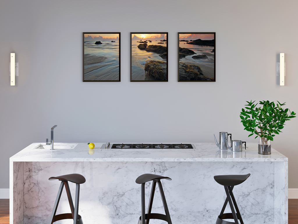 Evening Beach Triptych Photography