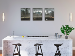 Nebel über Waldmoor-Triptychon-Fotografie