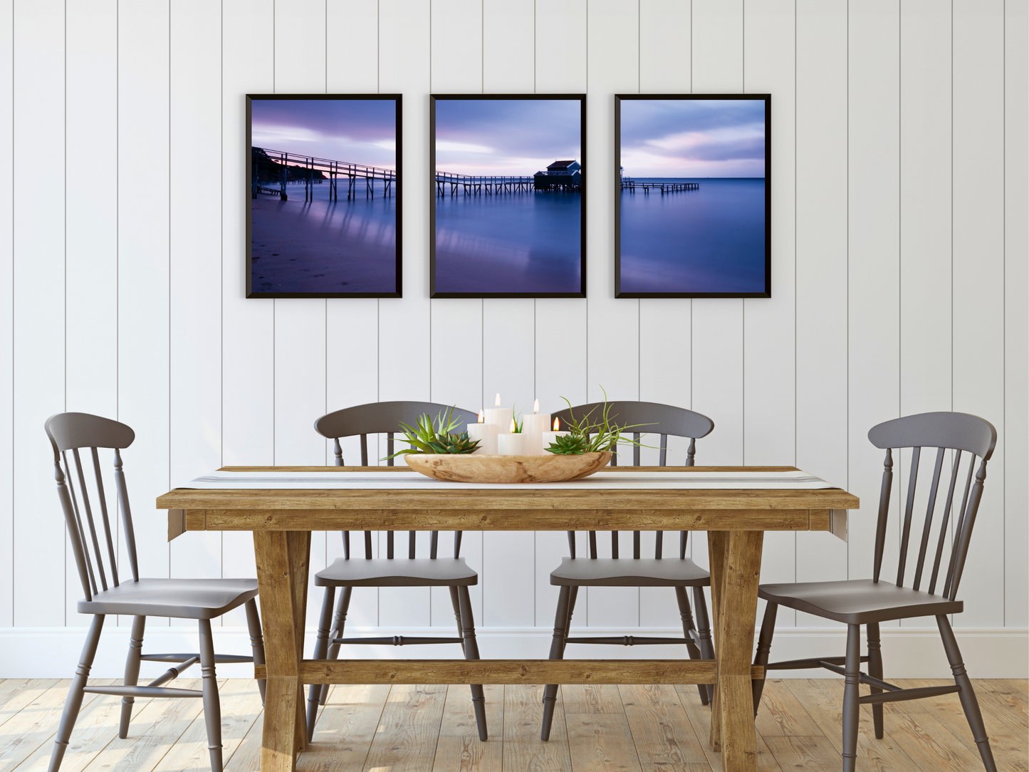 Brücke am Meer-Triptychon-Fotografie