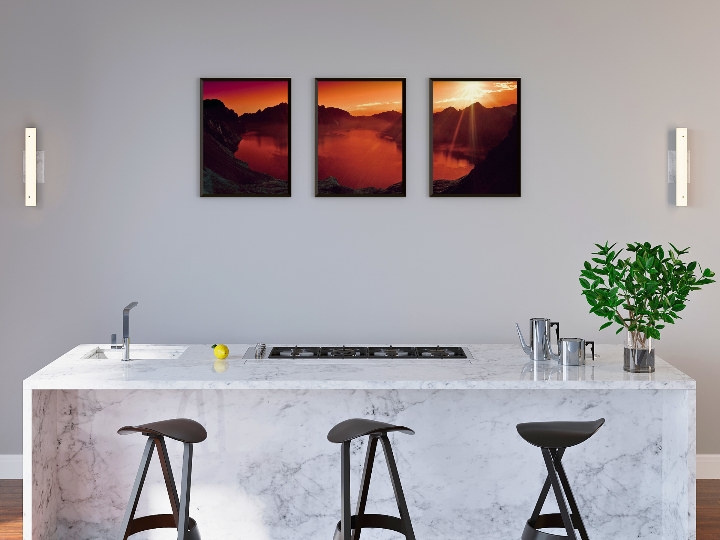 Bergpanorama-Triptychon-Fotografie