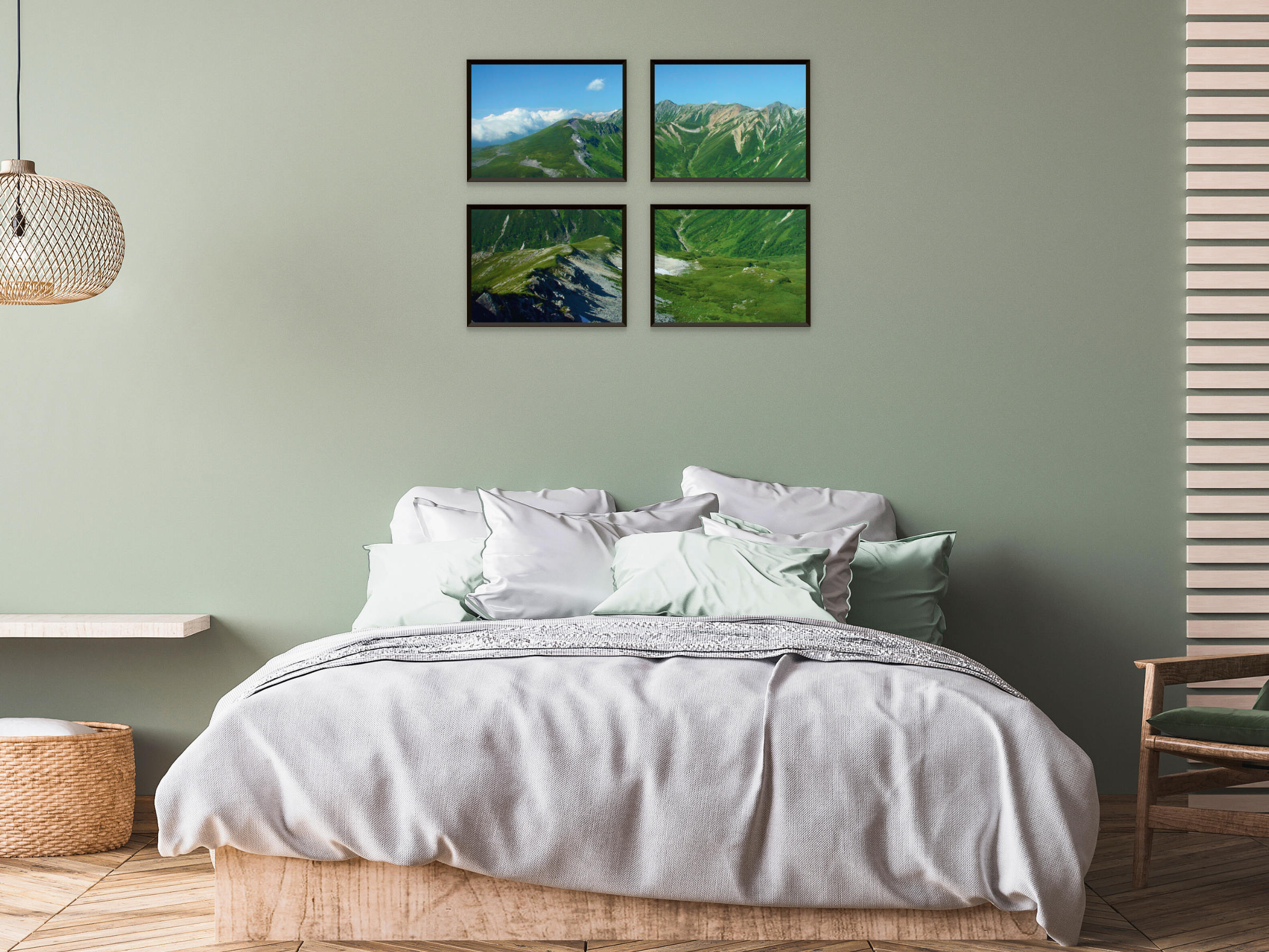 photographie divisée du paysage de montagne verte