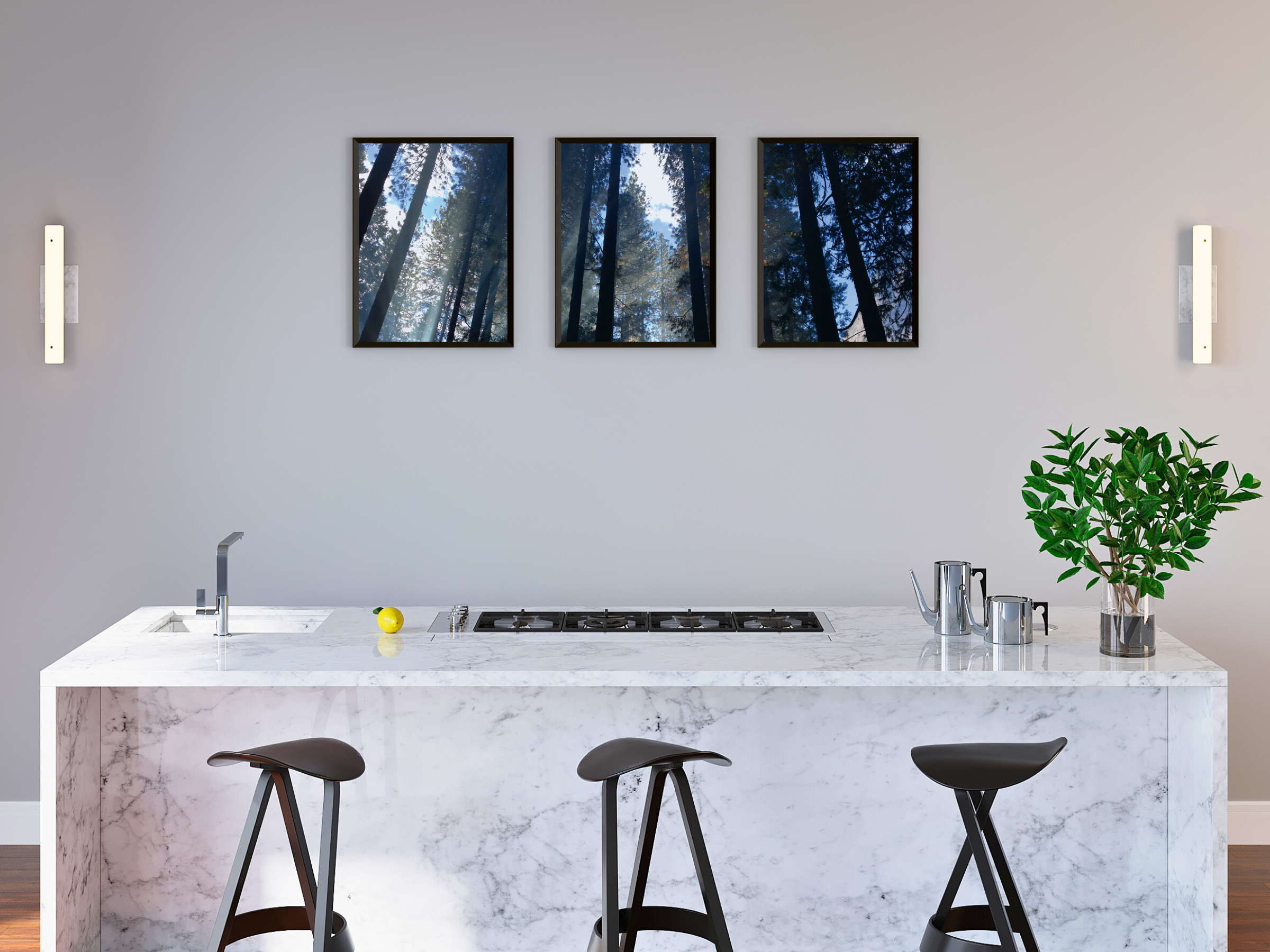 View through the trees - triptych photography