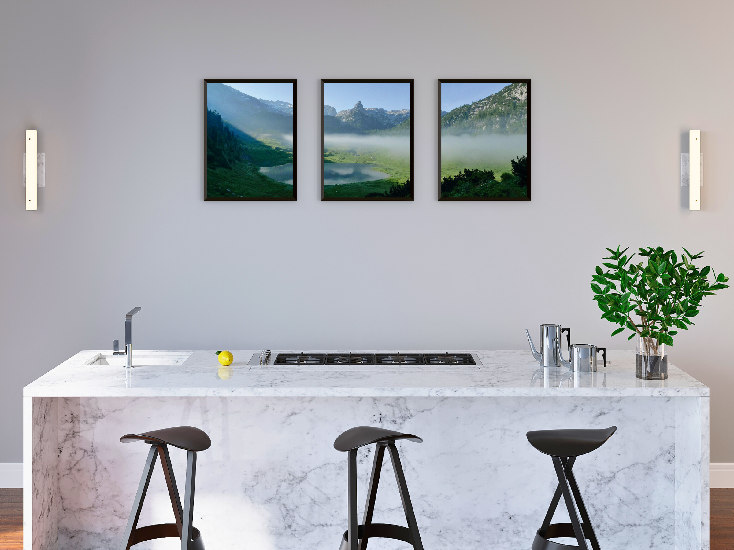 Berge-See-Meer-Triptychon-Fotografie (Bundle)