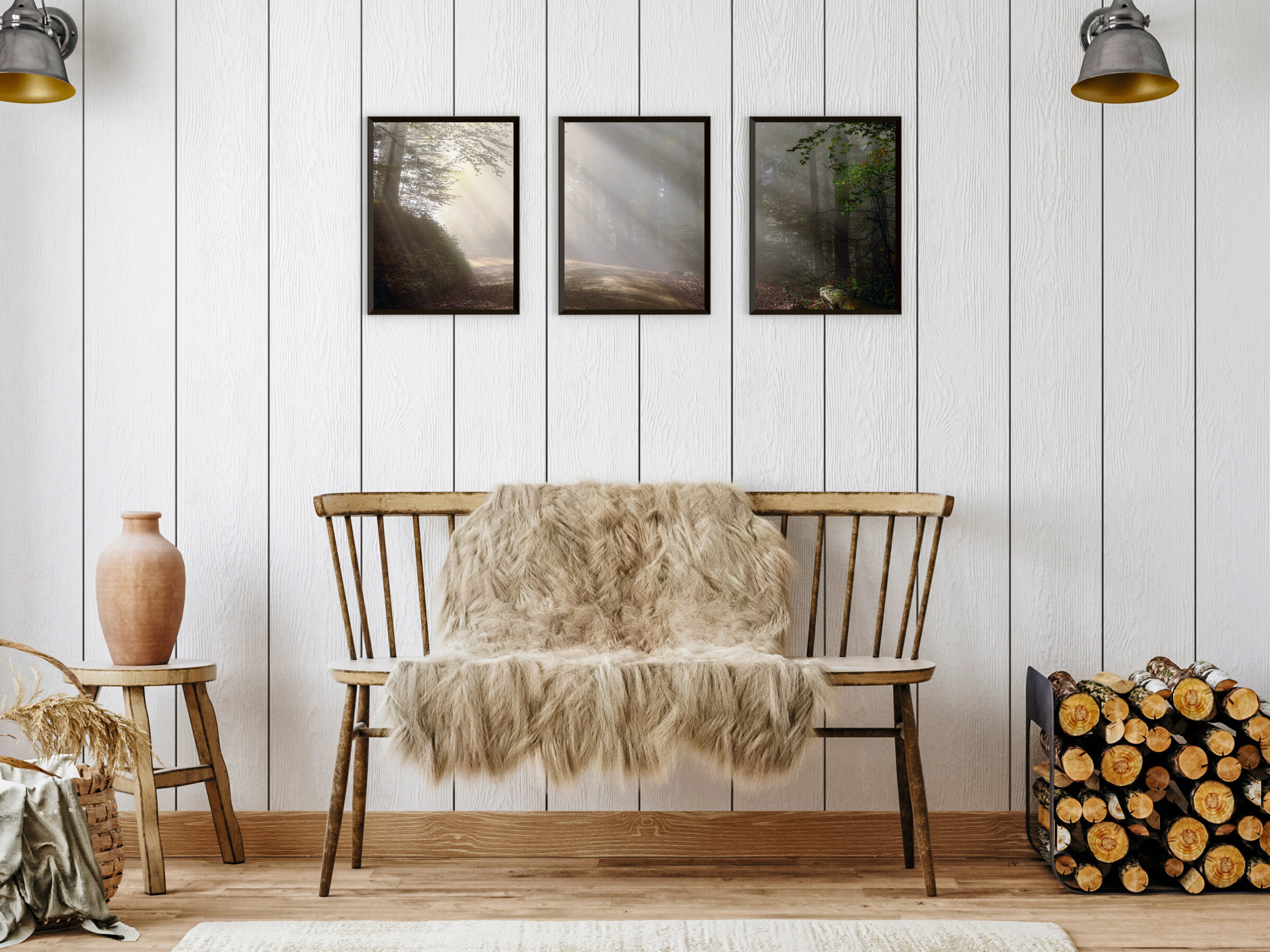 Licht im Wald-Triptychon-Fotografie