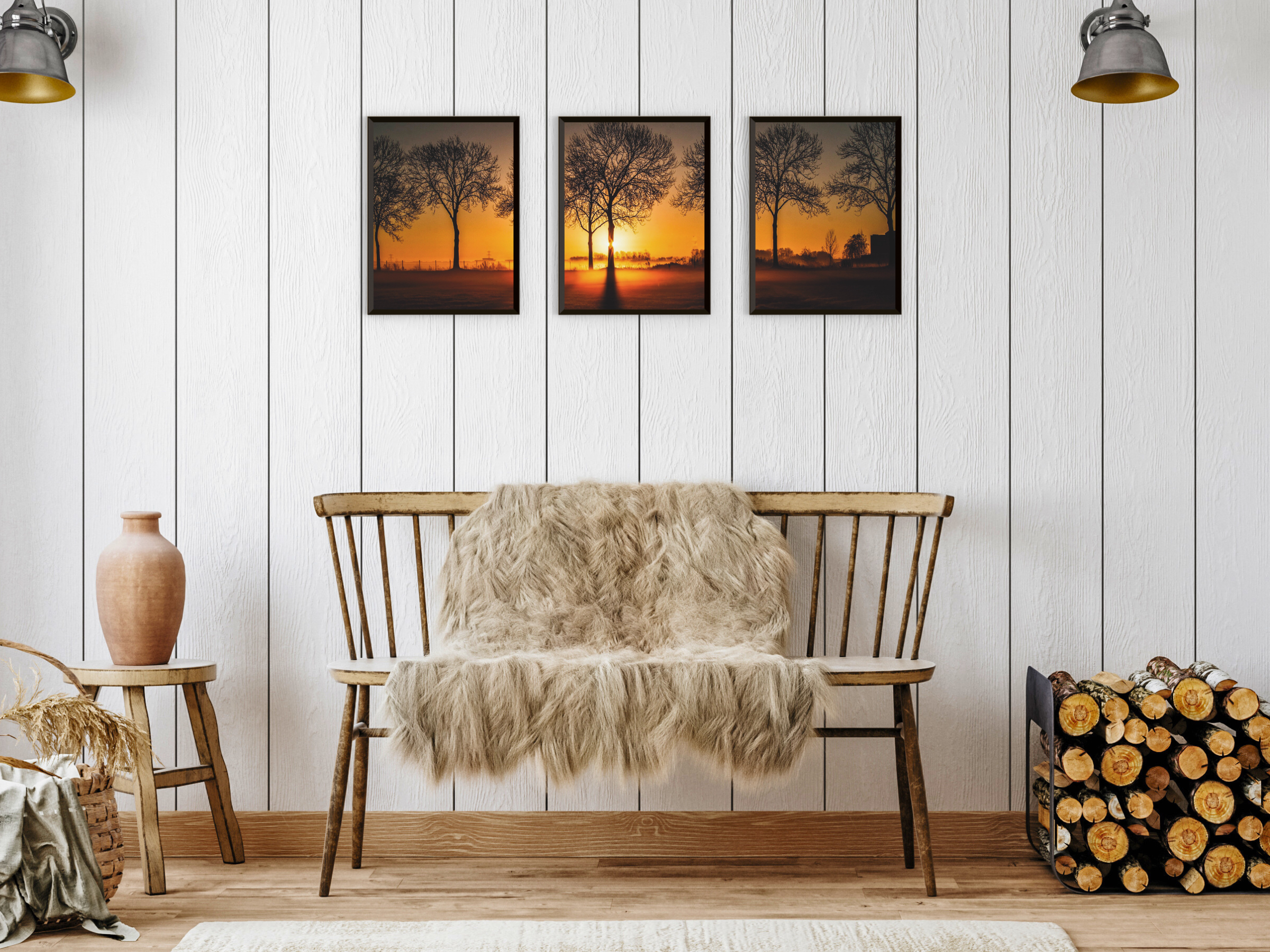 Morgenröte überm Feld-Triptychon-Fotografie