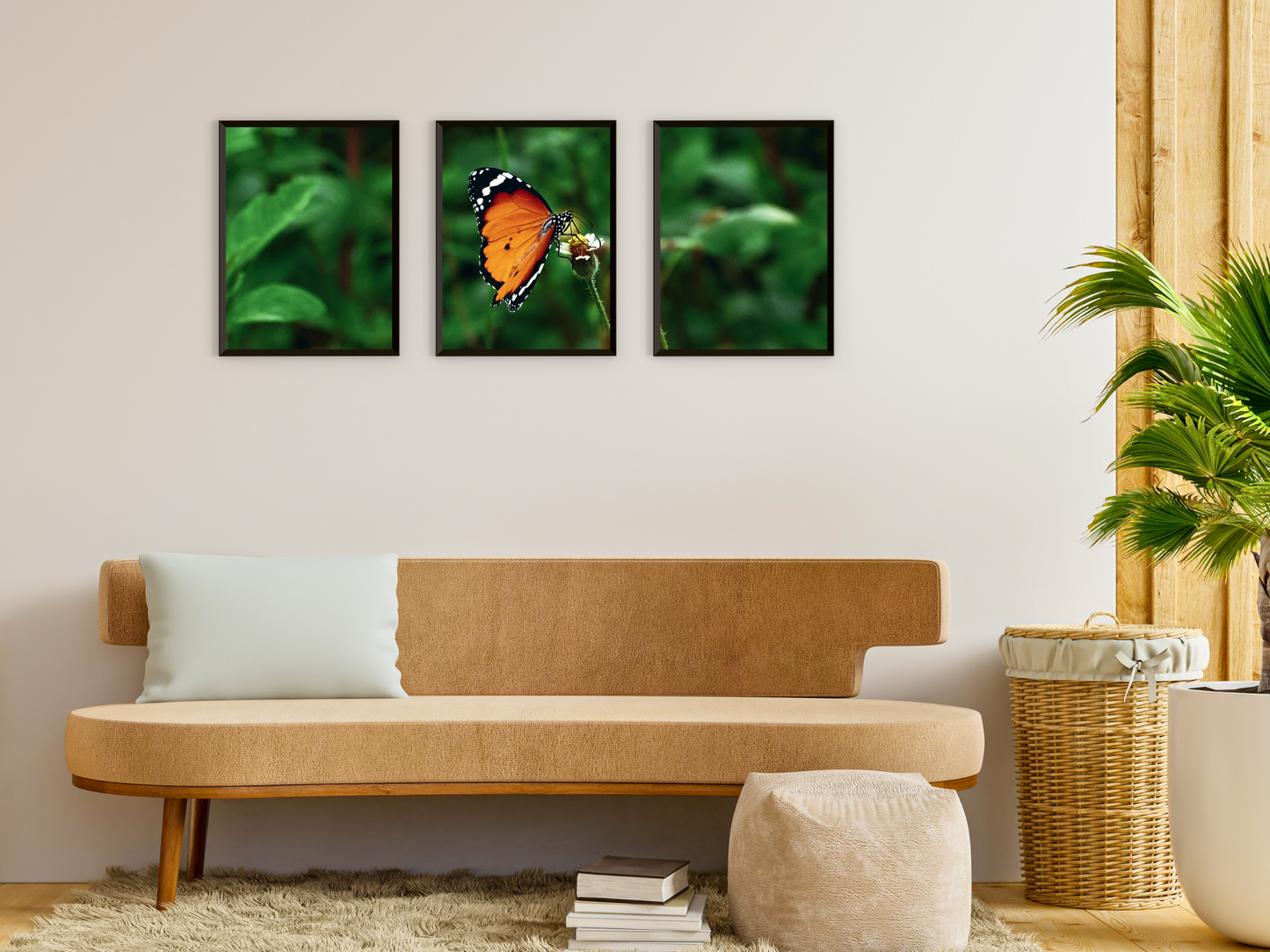 Schmetterling auf Blüte-Triptychon-Fotografie