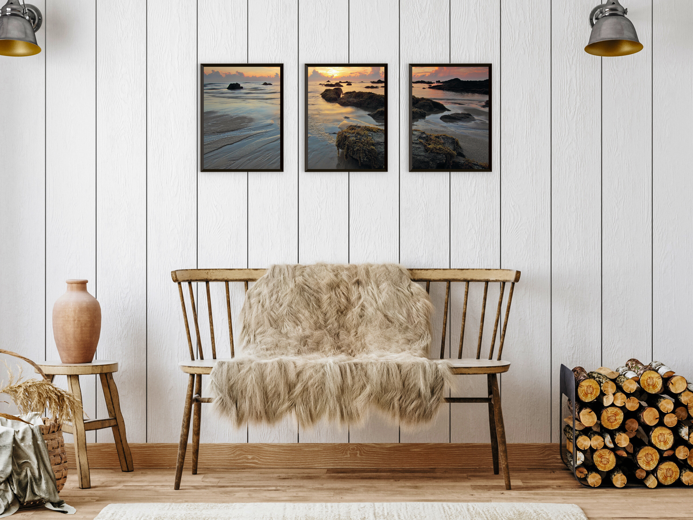 Abendstrand-Triptychon-Fotografie