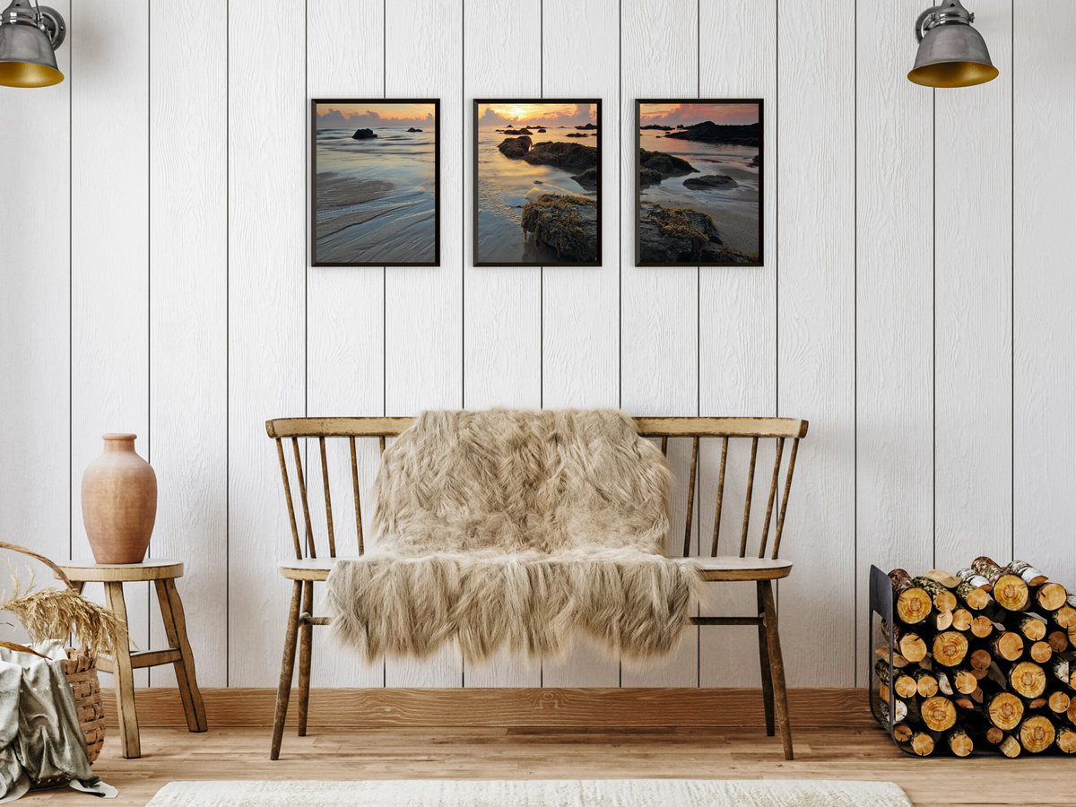 Evening Beach Triptych Photography