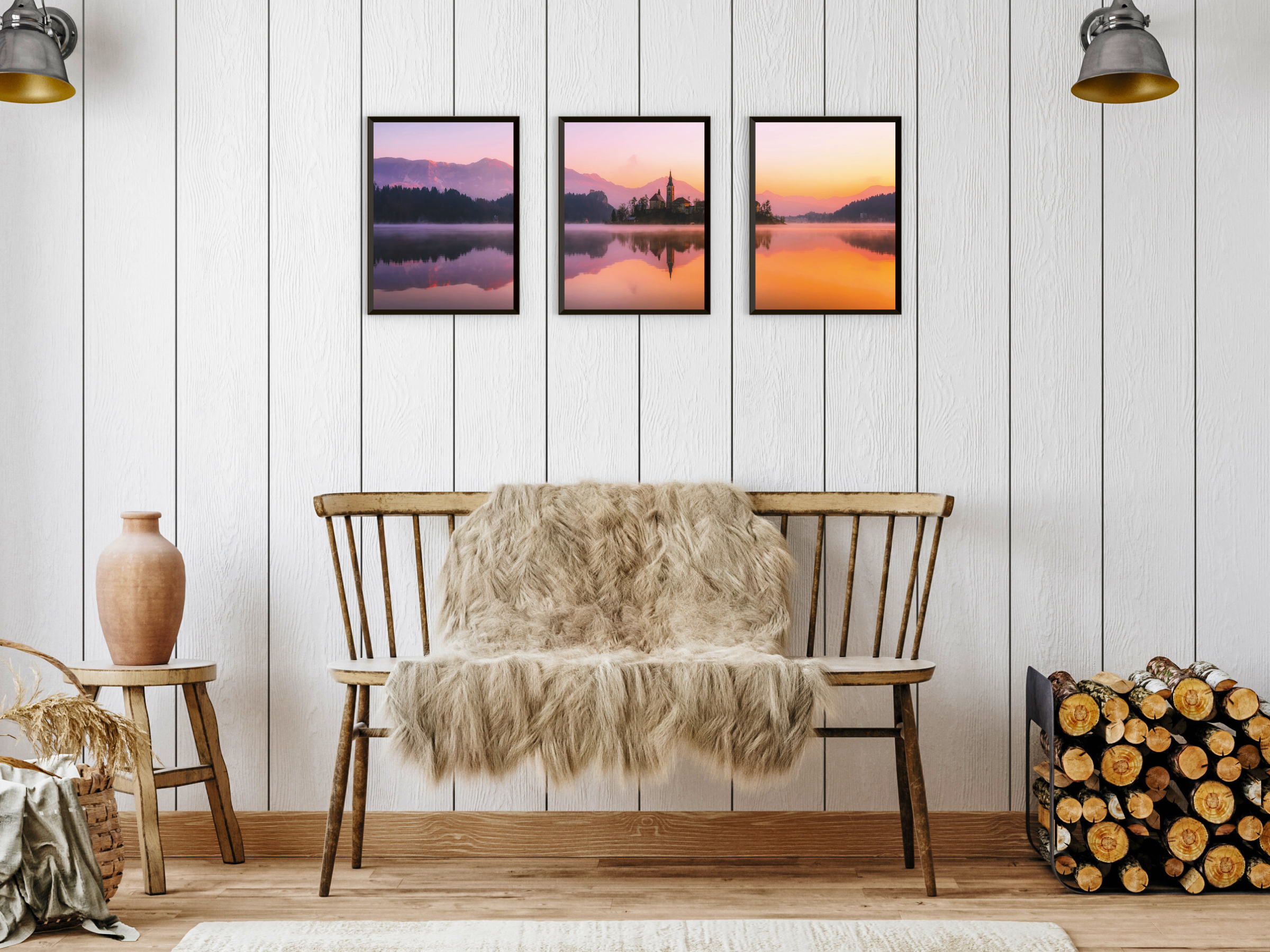 Village by the Lake Triptych Photography