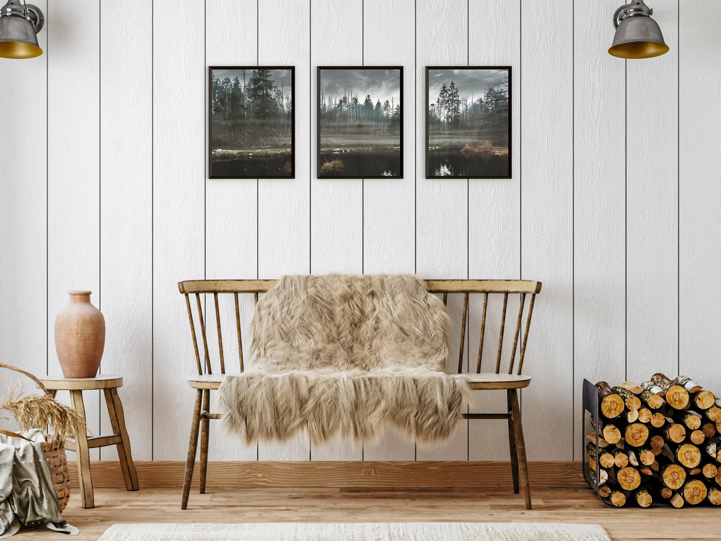 Mist over Forest Moor Triptych Photography