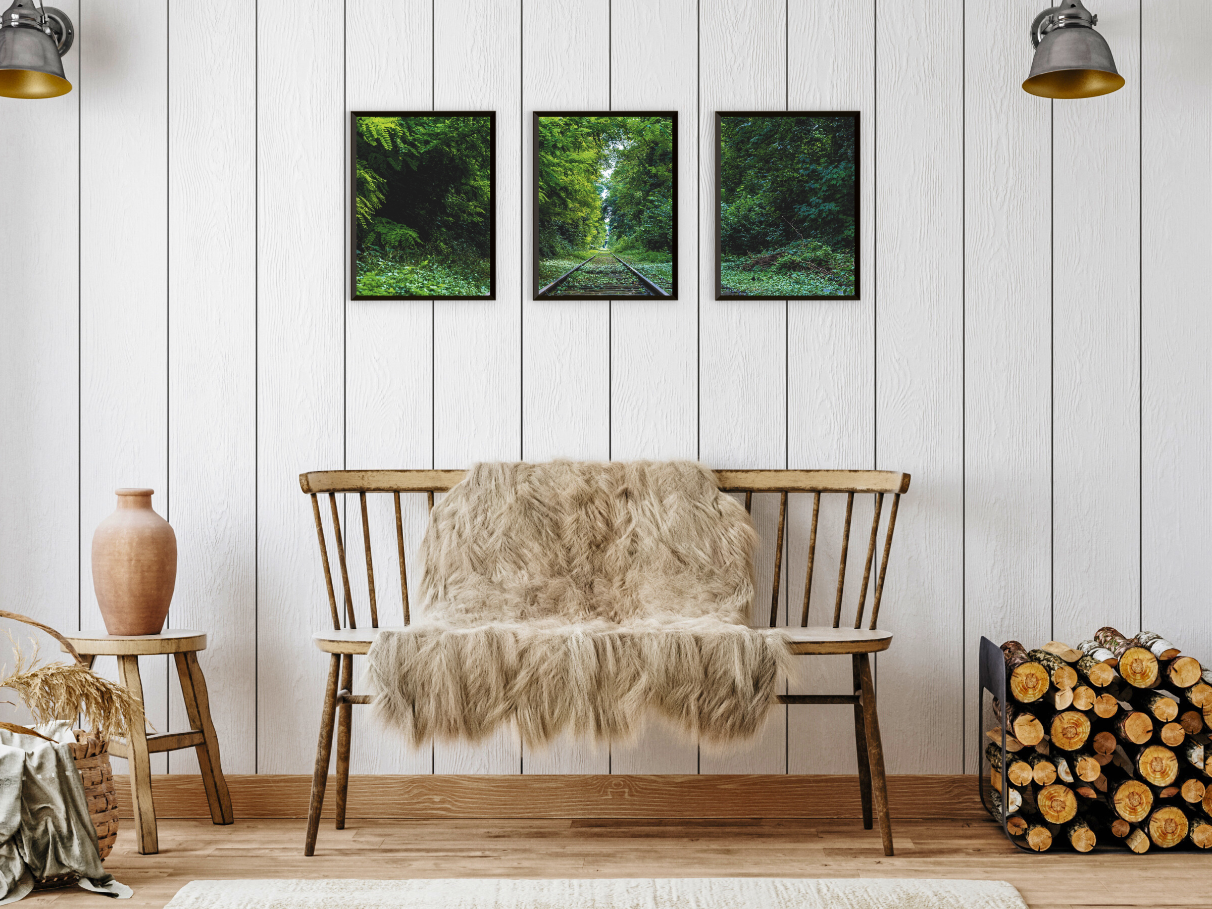 mit dem Zug durch den Wald-Triptychon-Fotografie