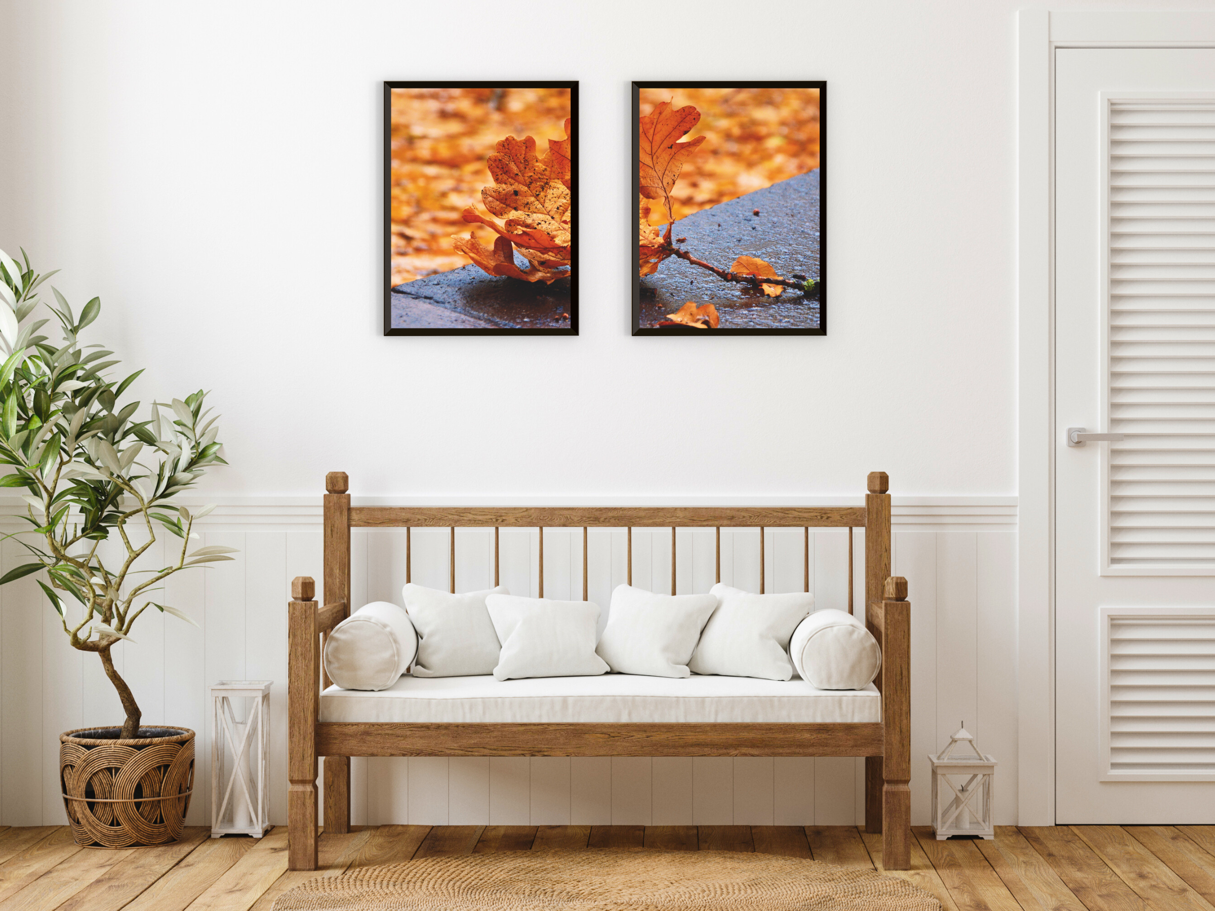 Photographie de feuilles de chêne fendues en automne