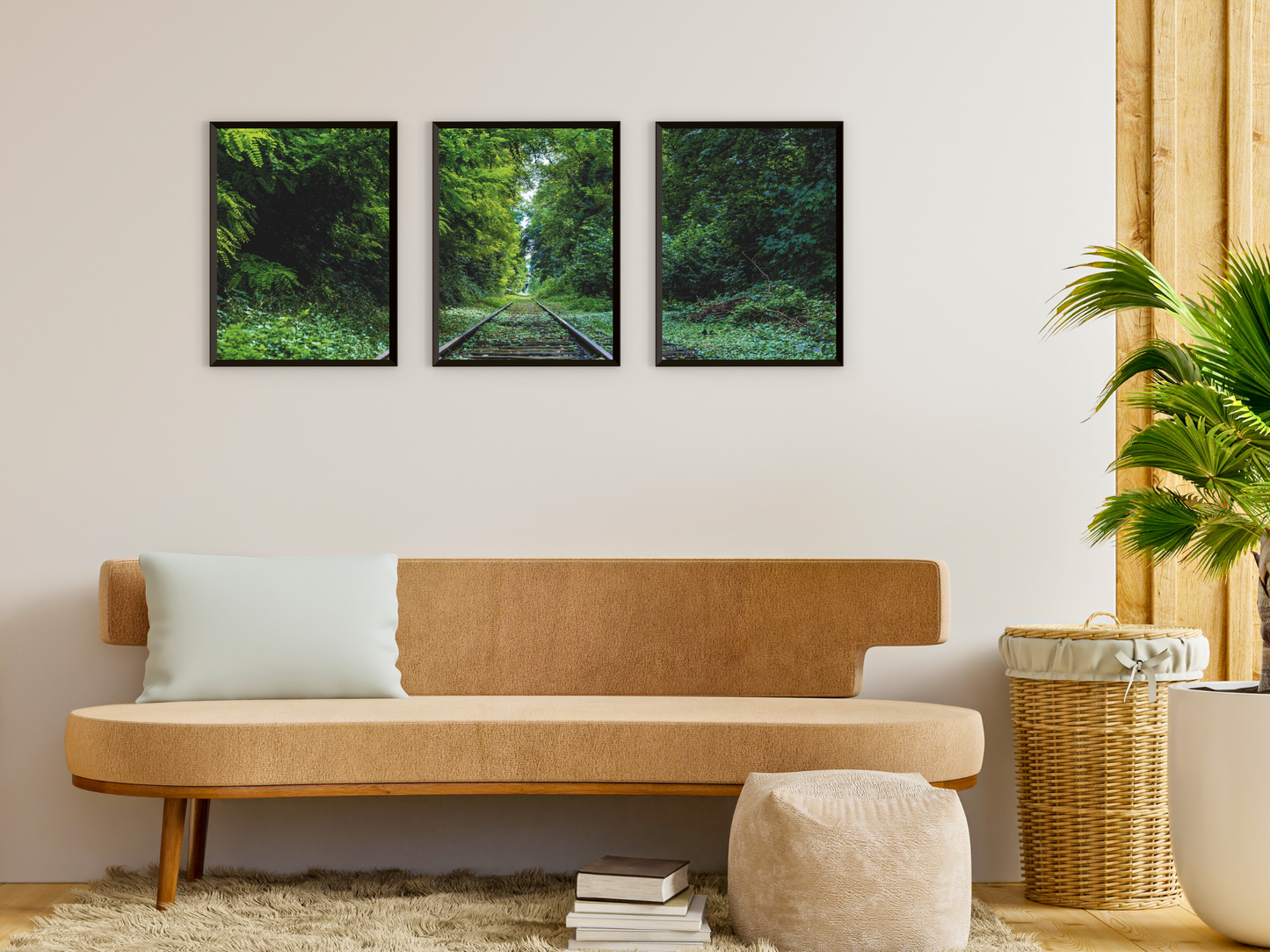 mit dem Zug durch den Wald-Triptychon-Fotografie