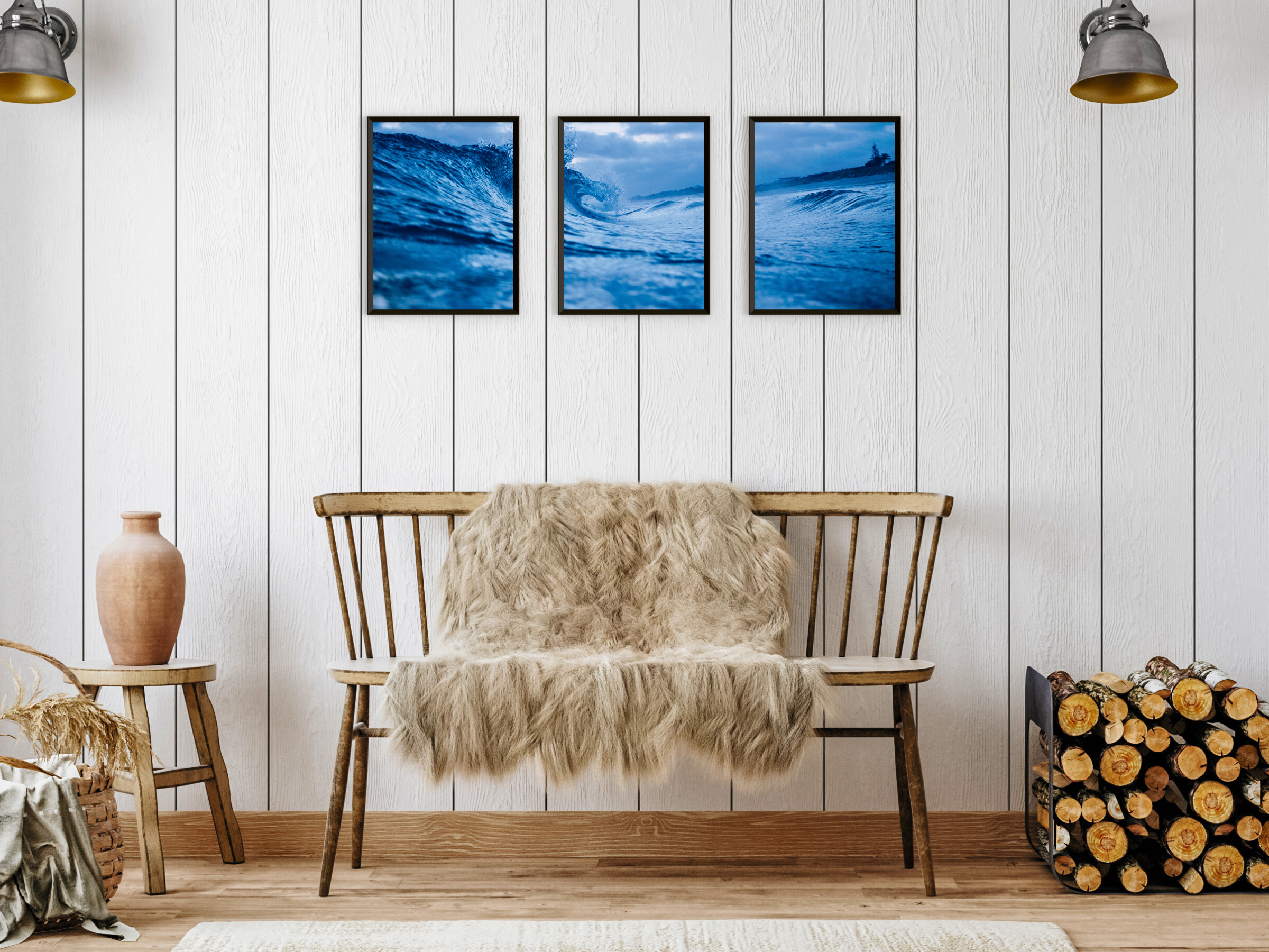 Storm at the Beach - Triptych Photography