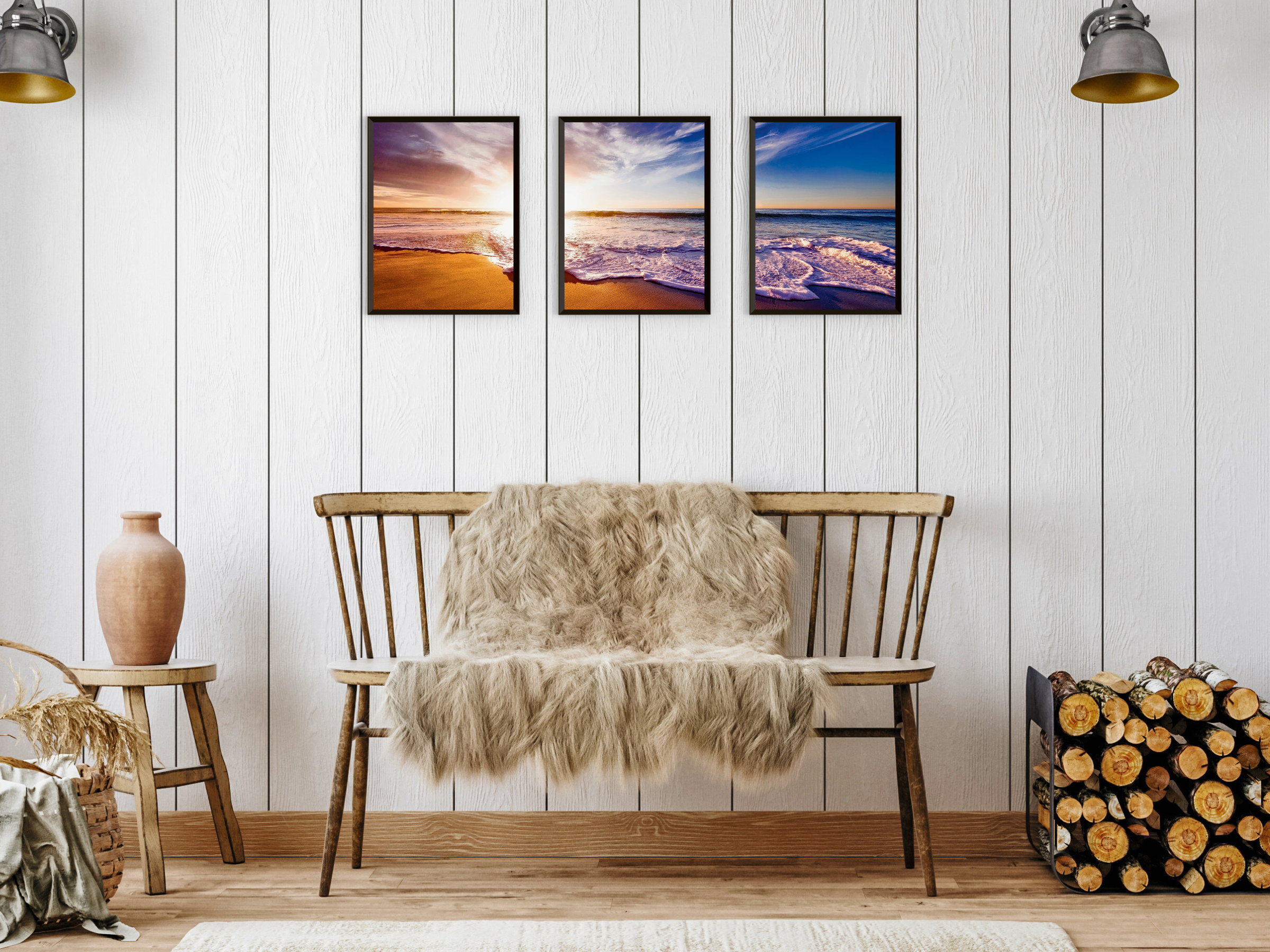 Sonnenaufgang am Strand-Triptychon-Fotografie