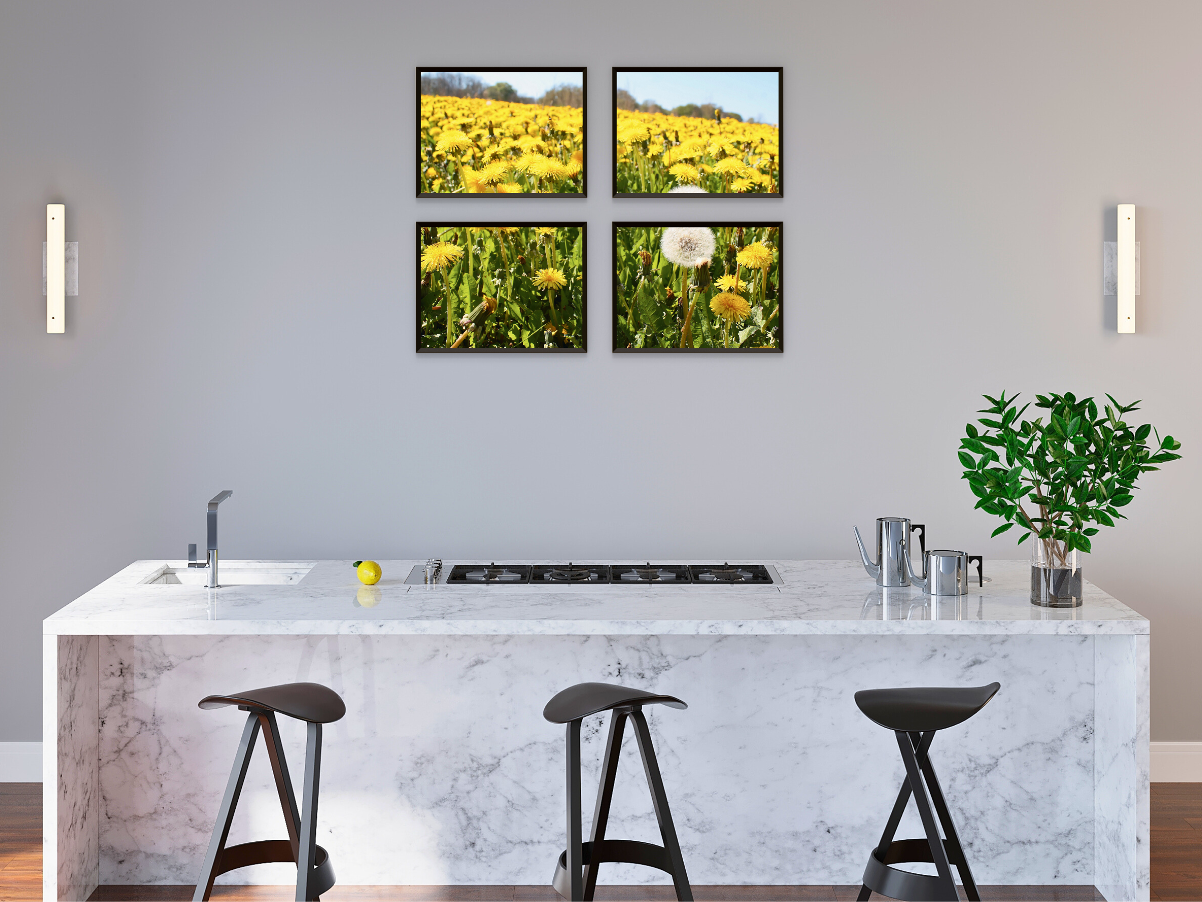 Buttercup field split photography