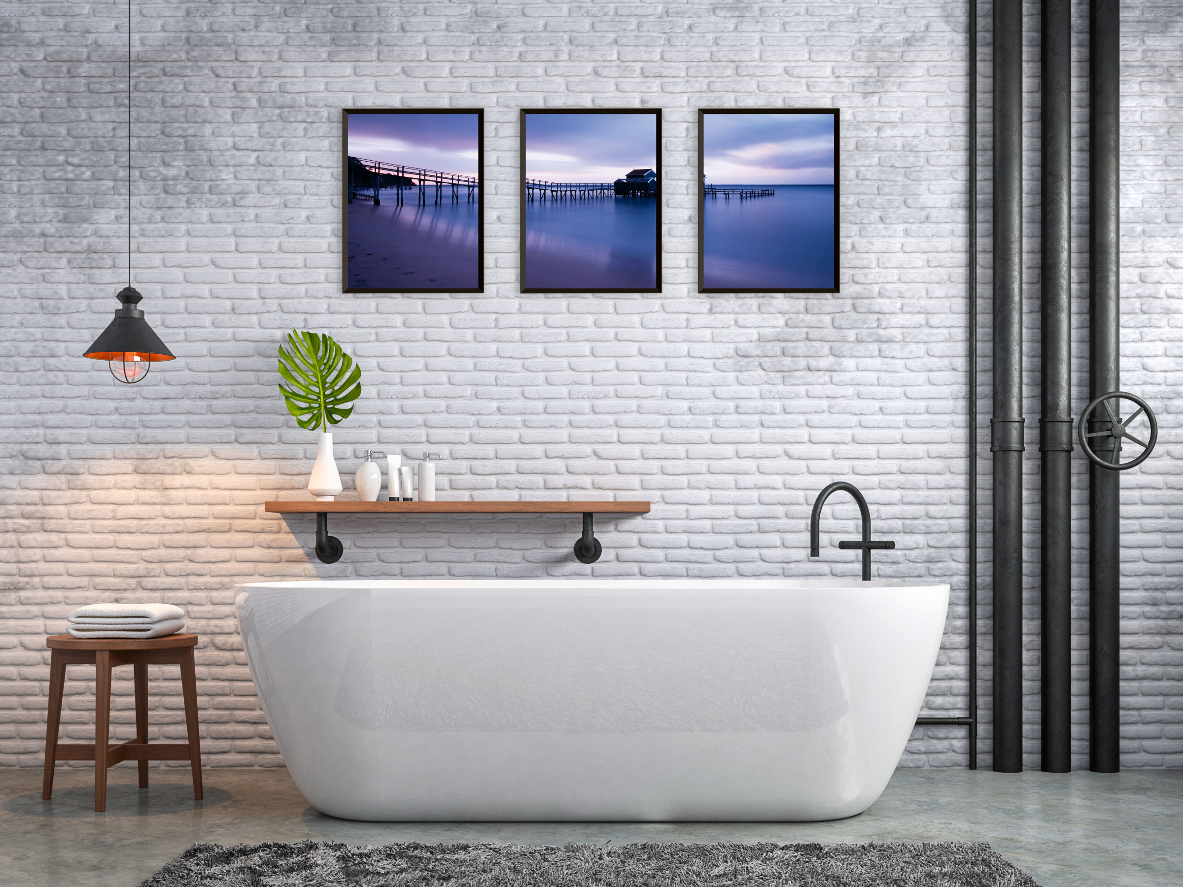 Bridge by the Sea Triptych Photography