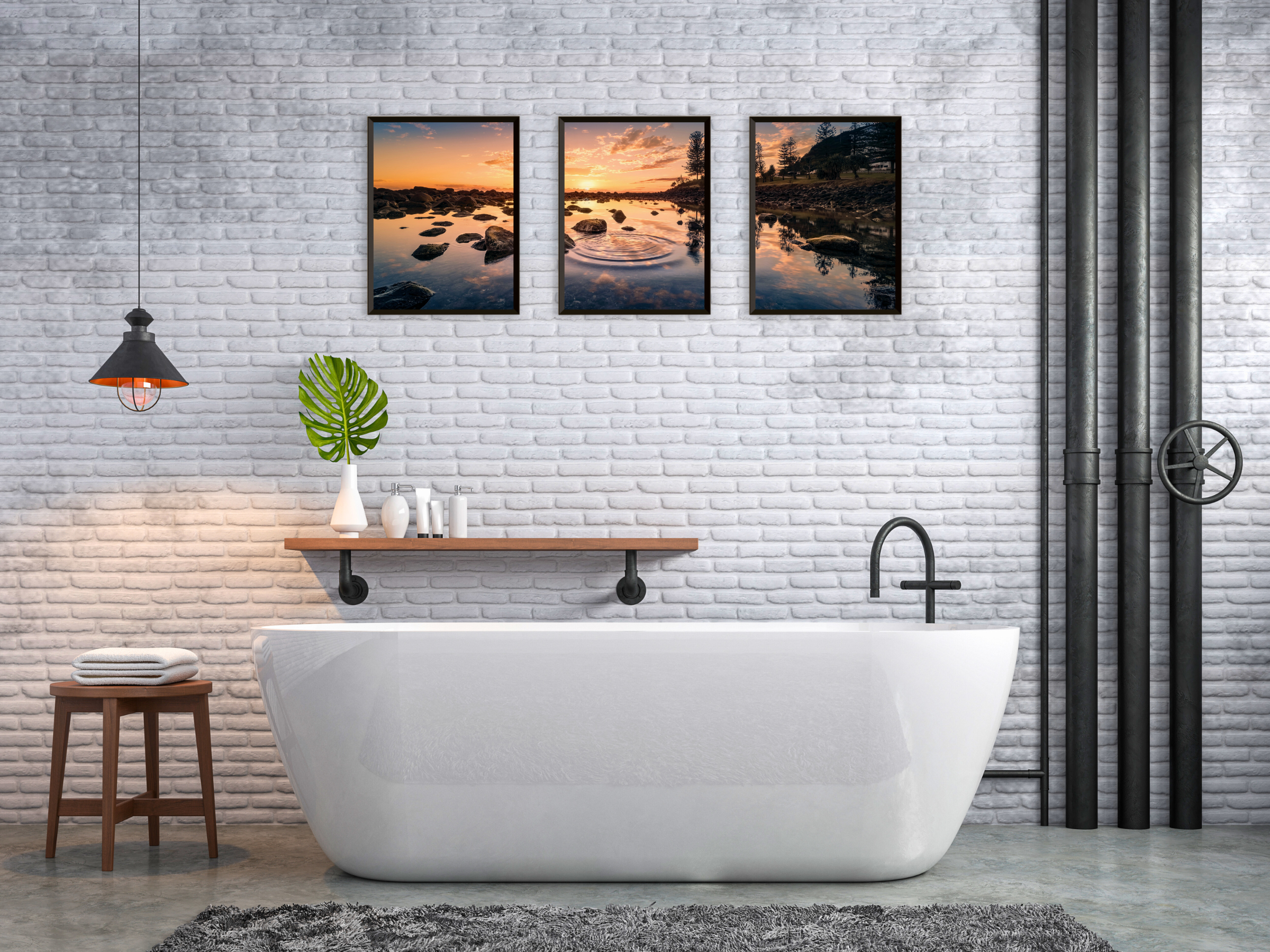 Sunset at the Water - Triptych Photography