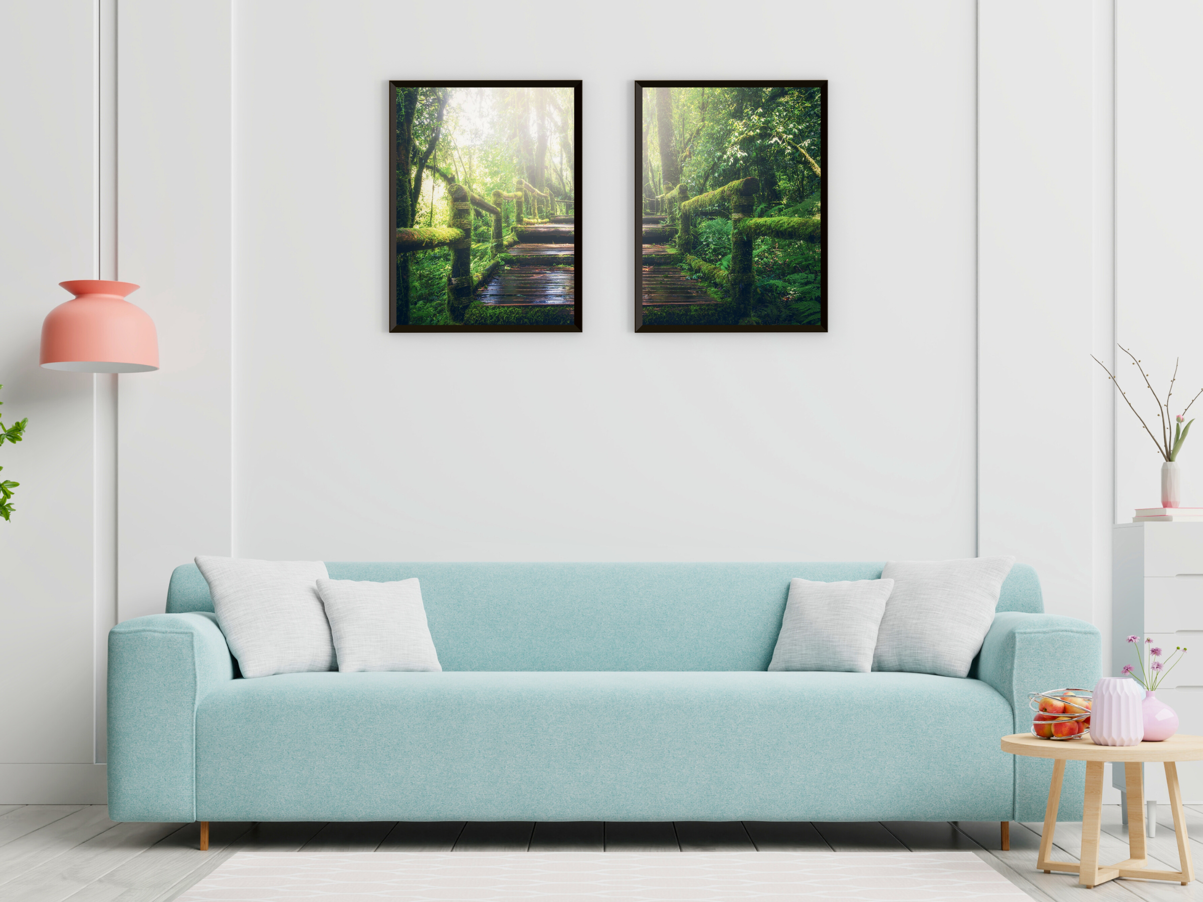 photographie d'escalier forestier divisée