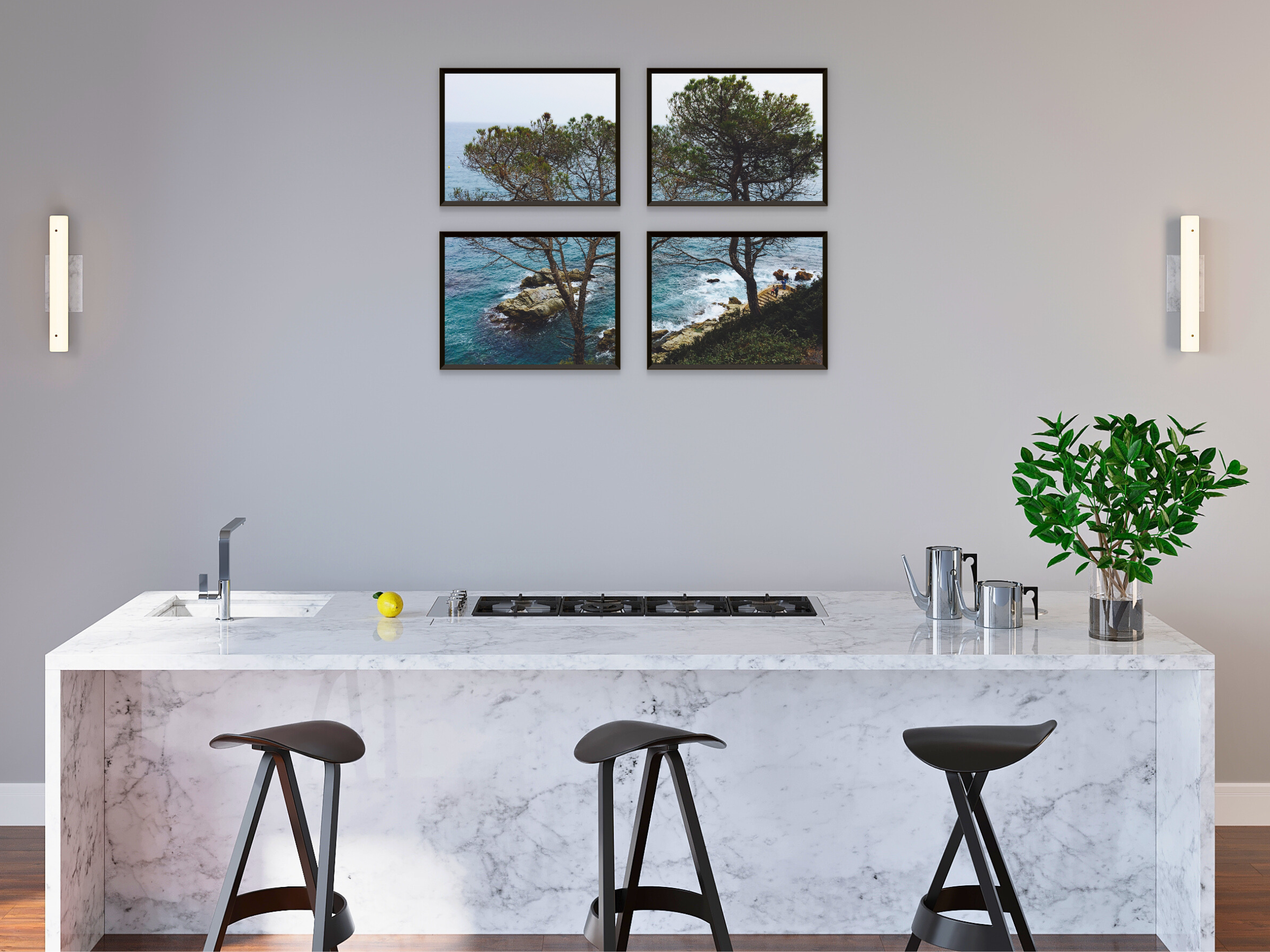 Vue côtière de la mer - photographie divisée
