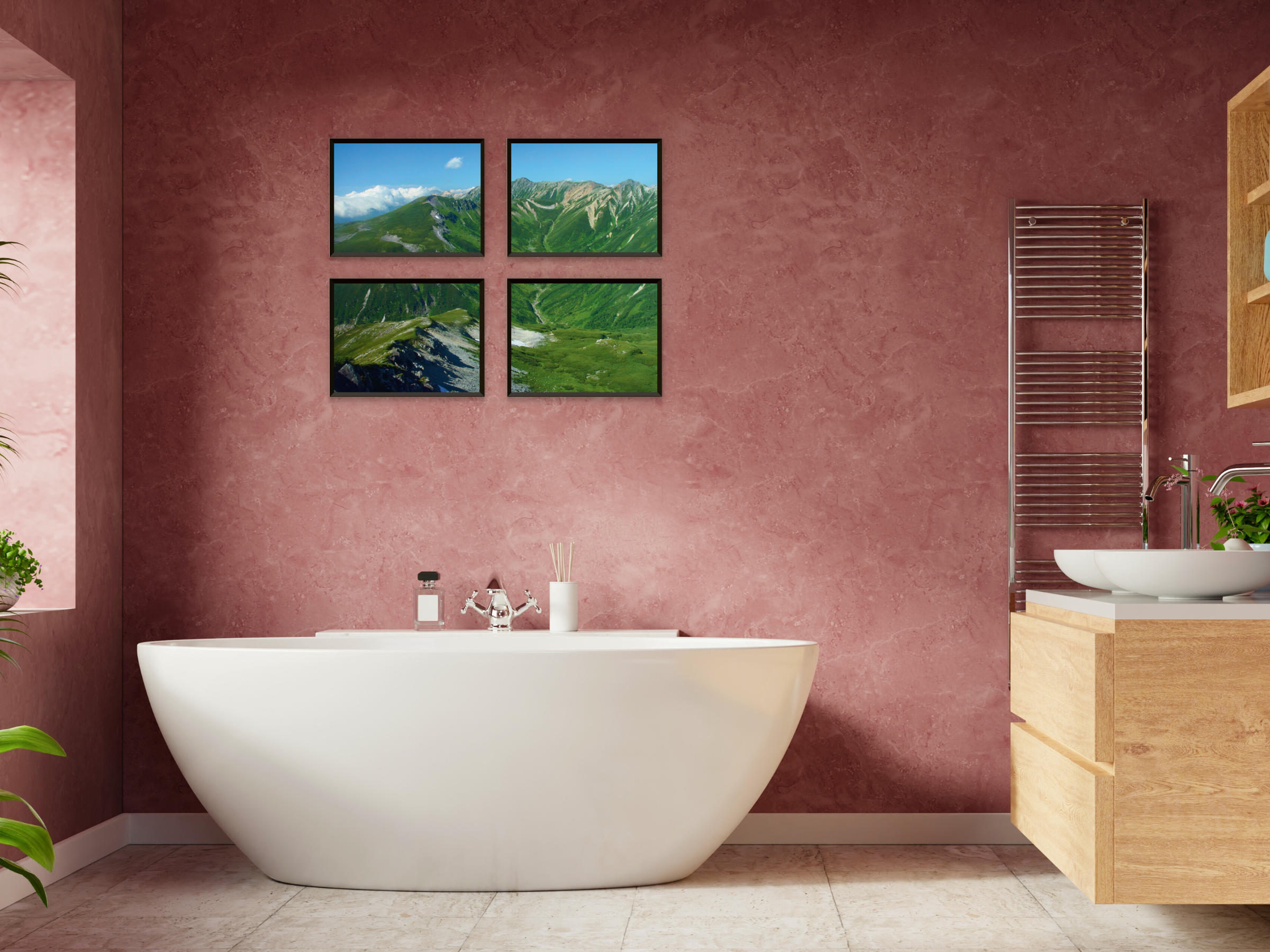 photographie divisée du paysage de montagne verte