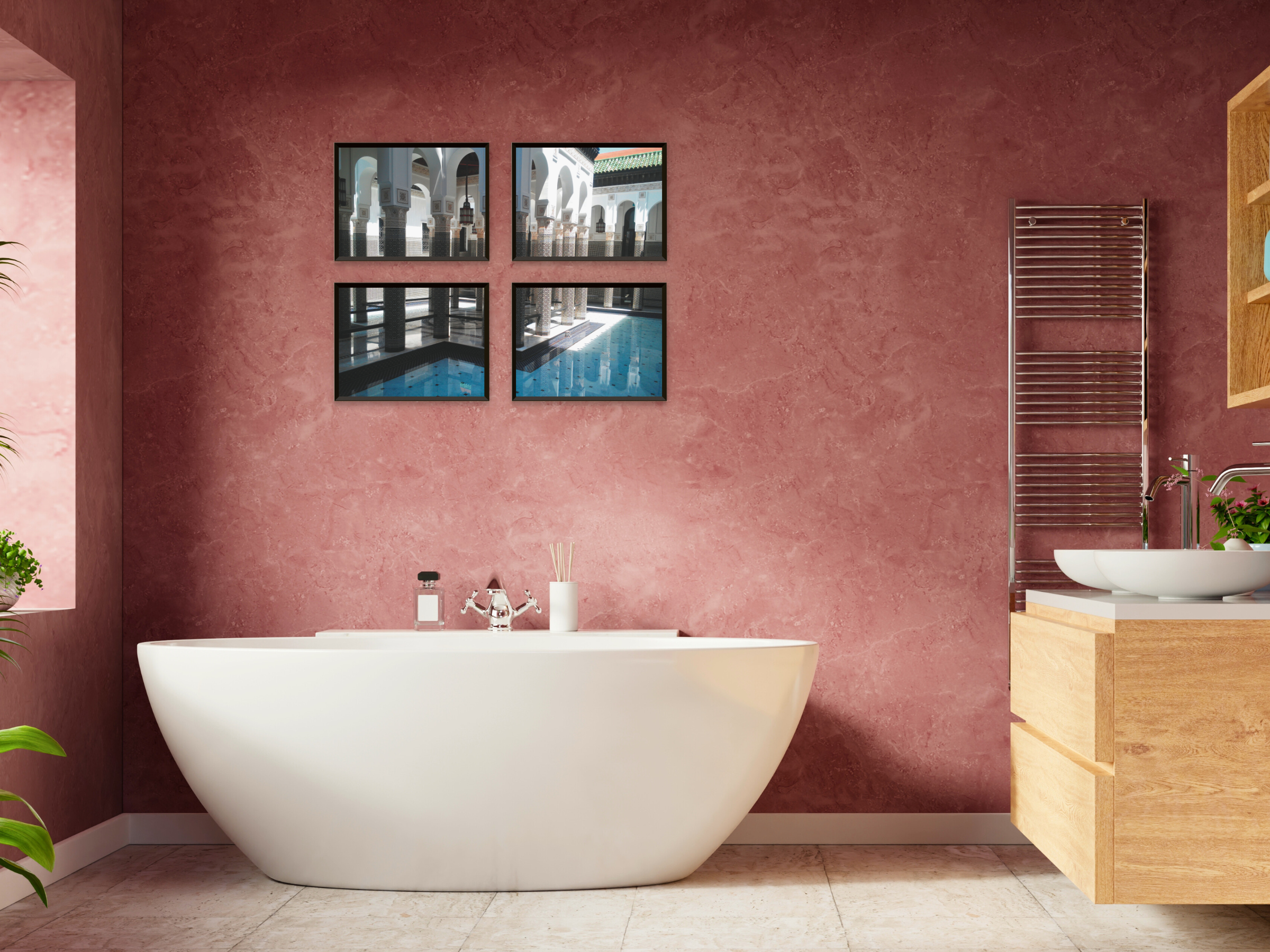 Photographie en demi-ton de hammam marocain